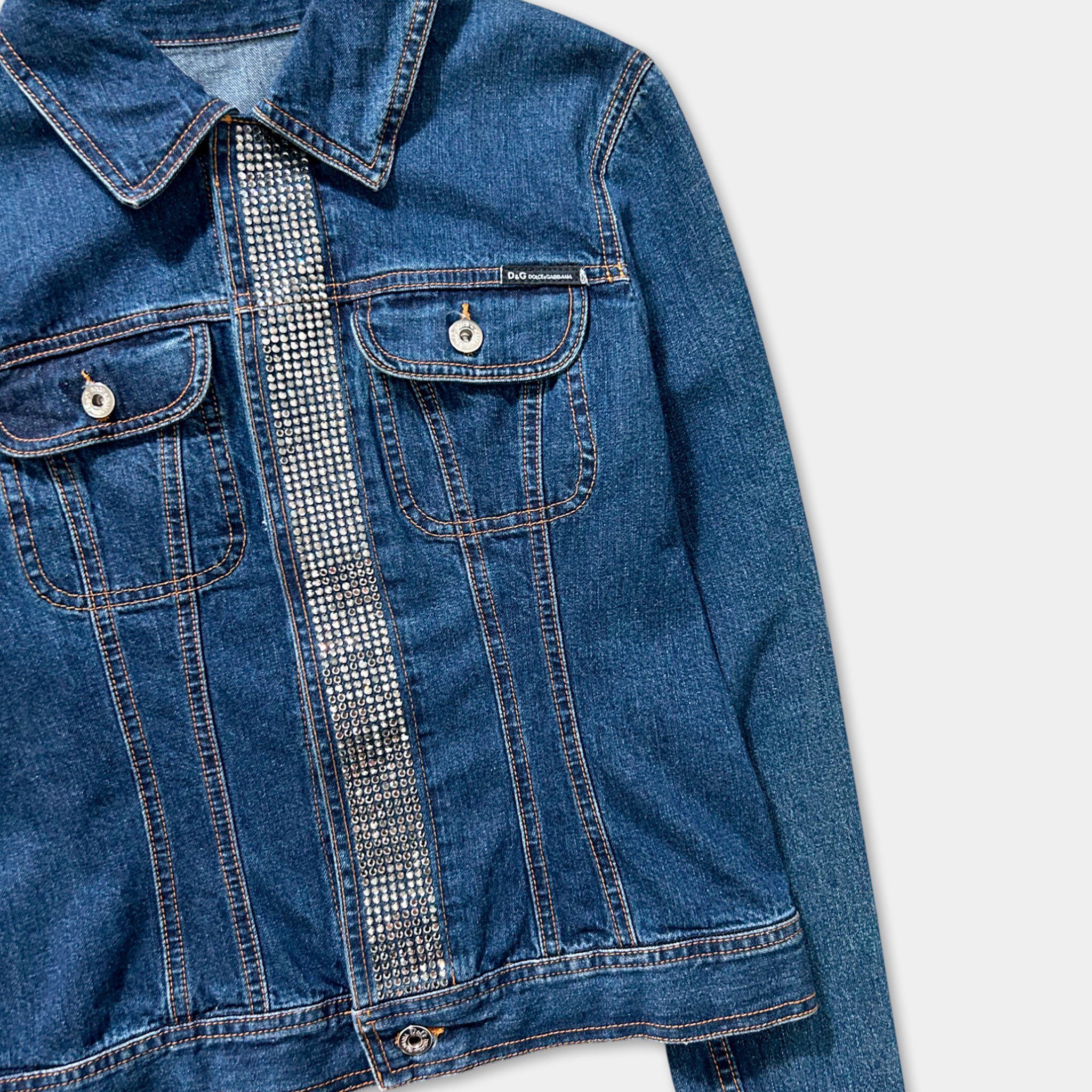 Dolce & Gabbana Dolce & Gabbana Rhinestones Trim Denim Jacket Size S / US 4 / IT 40 - 2 Thumbnail
