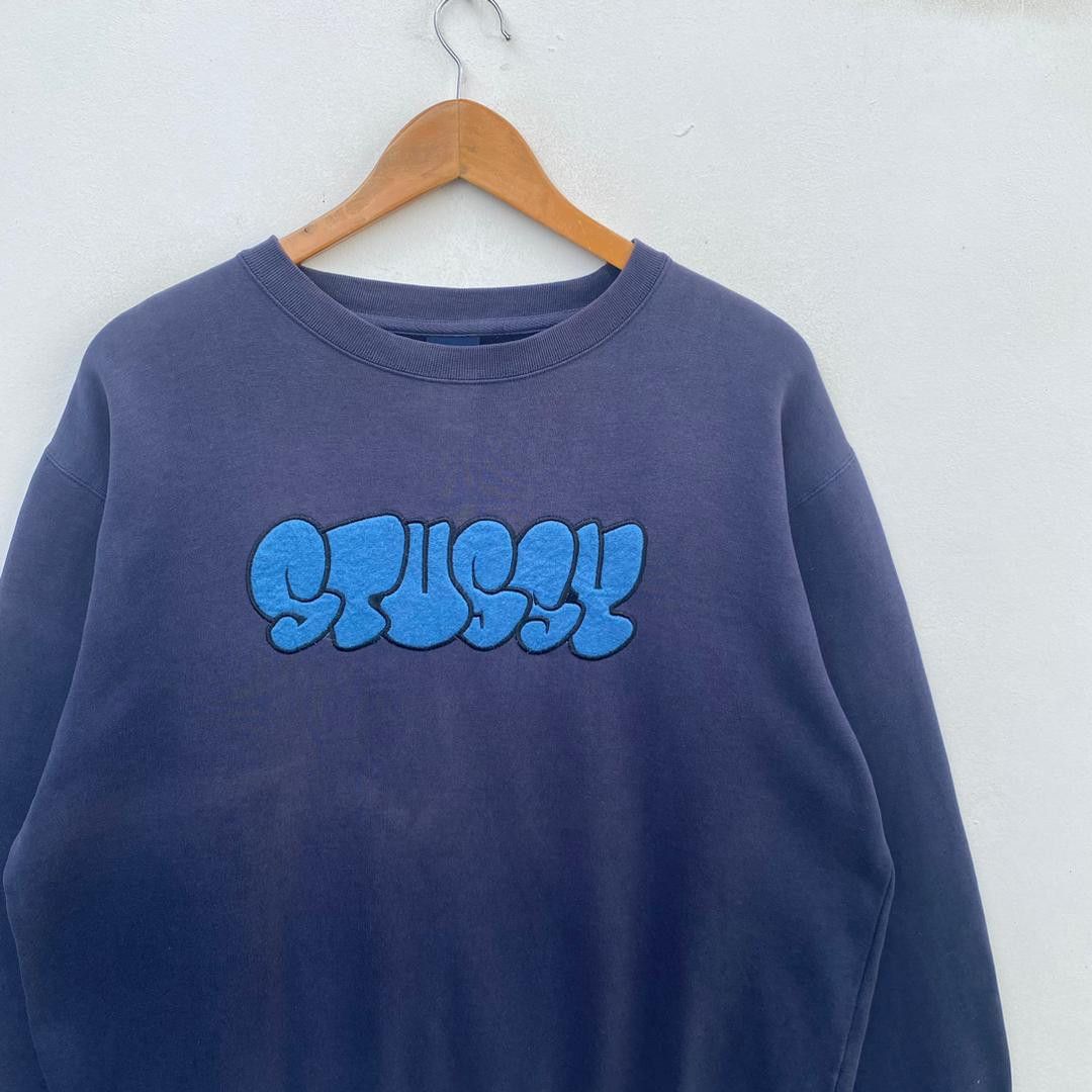 Stussy VINTAGE STUSSY GRAFFITI SWEATSHIRT MEDIUM LARGE DARK BLUE Size US M / EU 48-50 / 2 - 3 Thumbnail