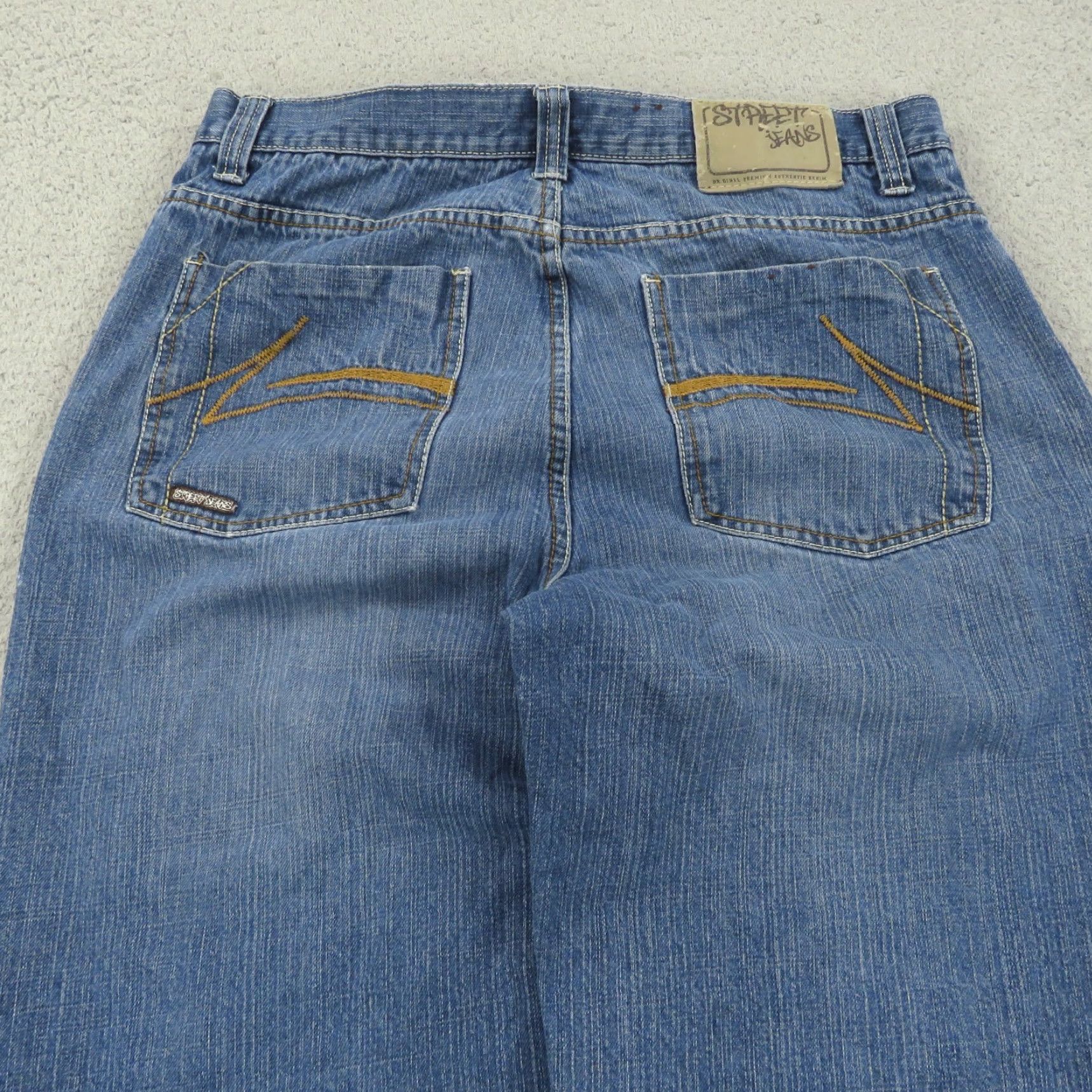 Vintage Street Jeans Baggy Jeans Men 34 Y2K Embroidered Skater Grunge Wide 10" Leg Opening Pipes 34x30 Blue Denim Cotton 5-Pocket Logo Vintage Mens Size US 34 / EU 50 - 3 Thumbnail