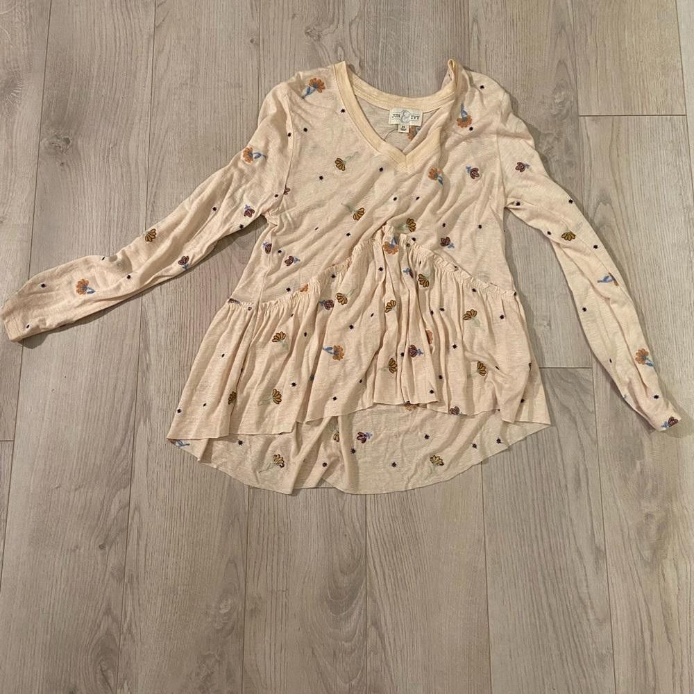 Designer Charming Floral Print Long Sleeve Top Size XS / US 0-2 / IT 36-38 - 1 Thumbnail