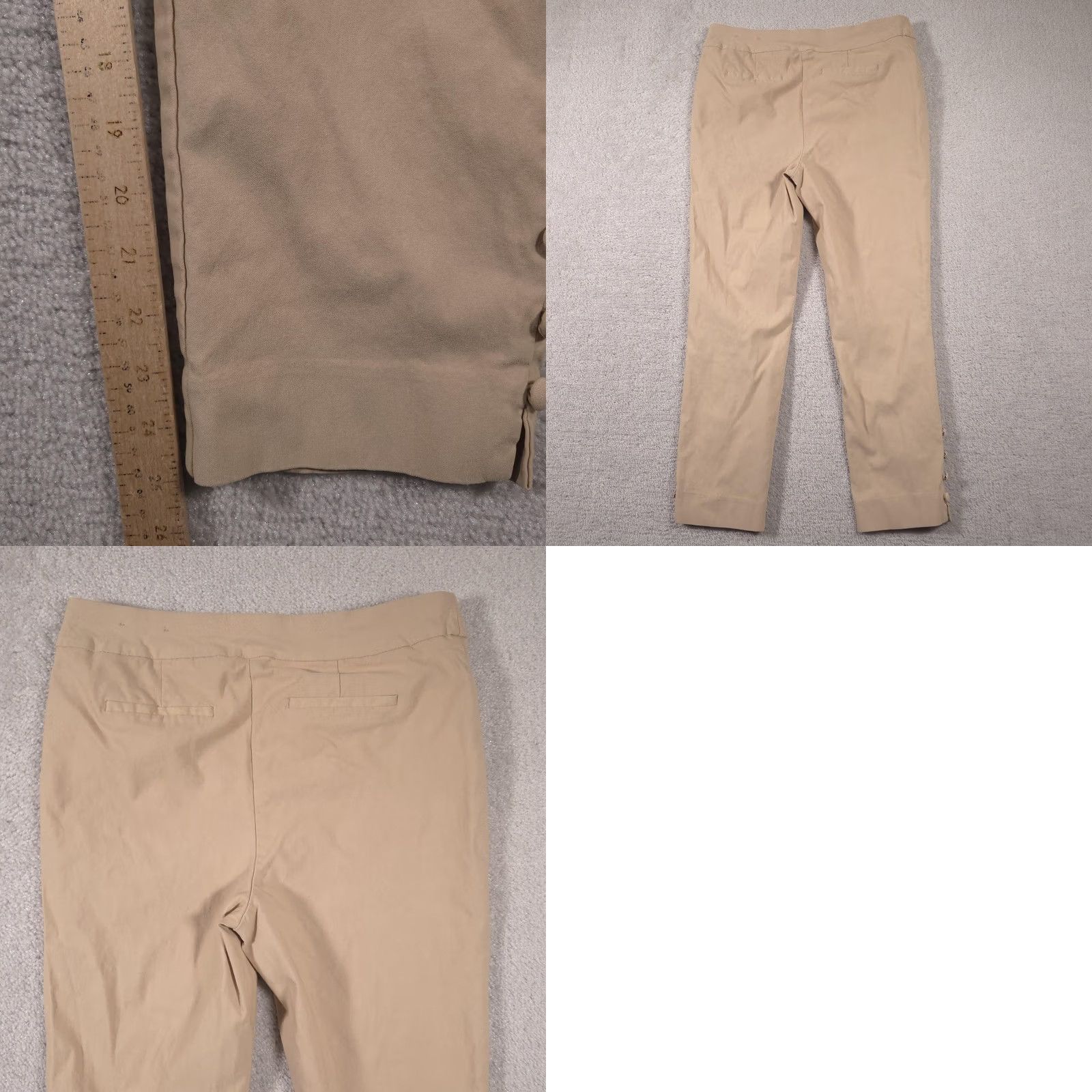 Vintage Chico's Pants Womens 10 Petite Khaki Ankle Button Hem Pull-On Slim Stretch Chino Pants Size 32" / US 10 / IT 46 - 9 Thumbnail