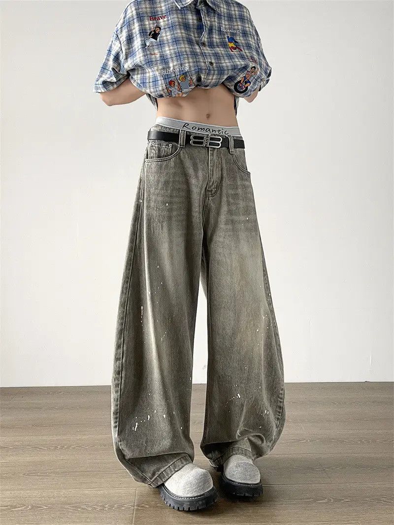Japanese Brand Retro loose straight leg fringed jeans Size US 32 / EU 48 - 4 Thumbnail