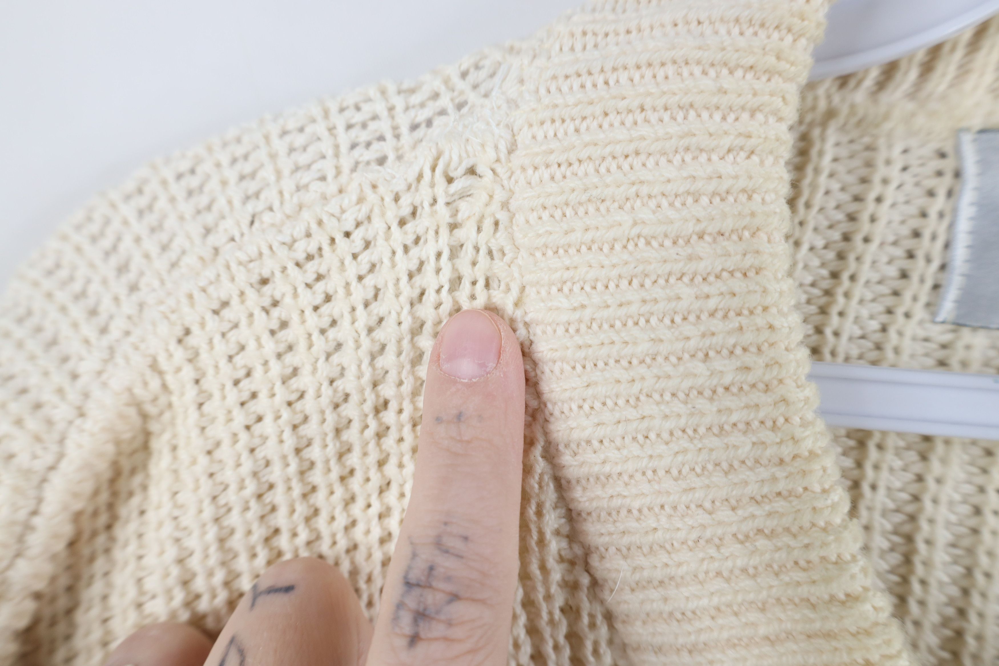 Vintage Vintage 80s 90s Streetwear Ribbed Knit Sweater Cream USA Size US XL / EU 56 / 4 - 5 Thumbnail