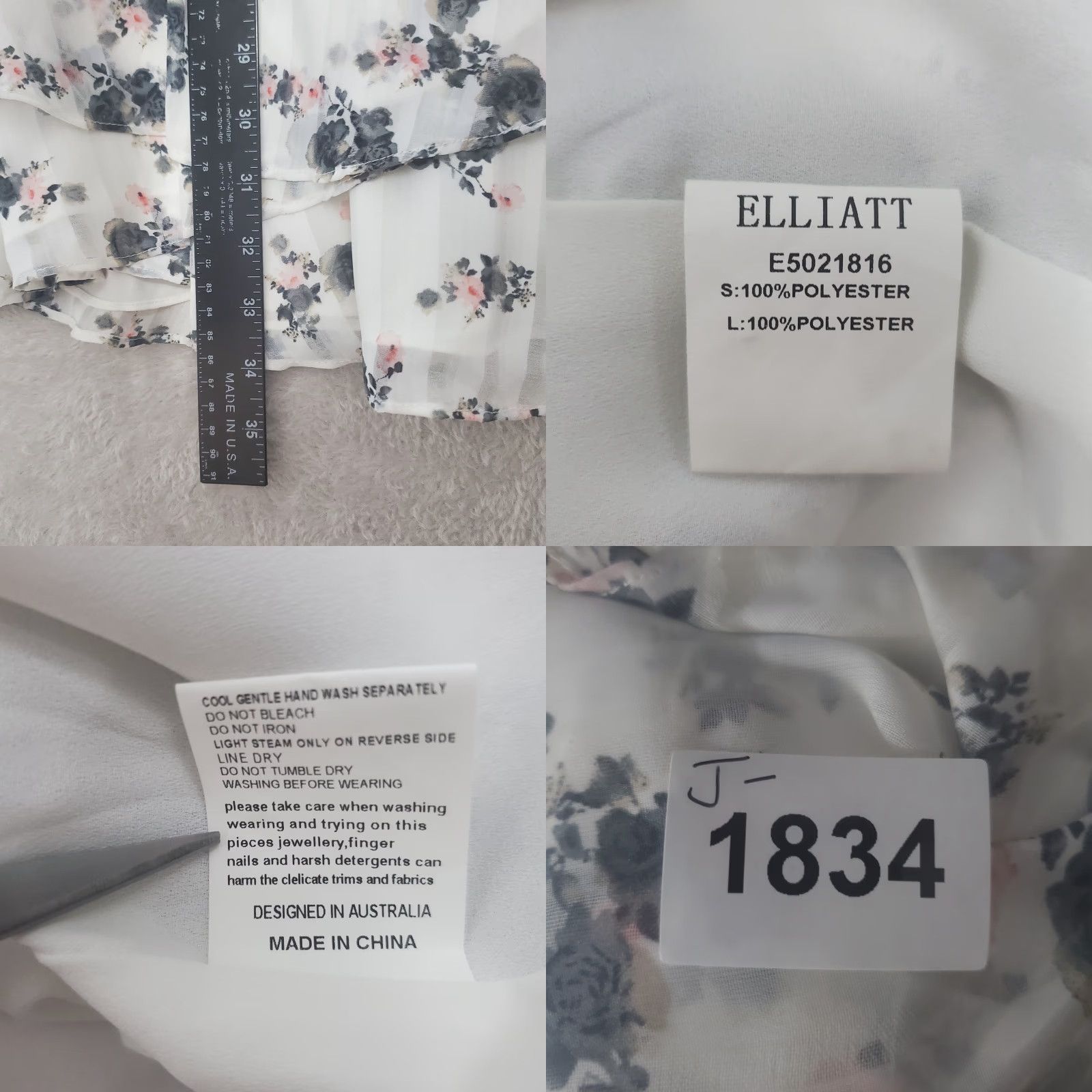 ELLIATT VINTAGE Elliatt Dress Women XS Ivory Bloom Floral Print Asymmetrical Layered Ruffle Mini Size XS / US 0-2 / IT 36-38 - 10 Thumbnail