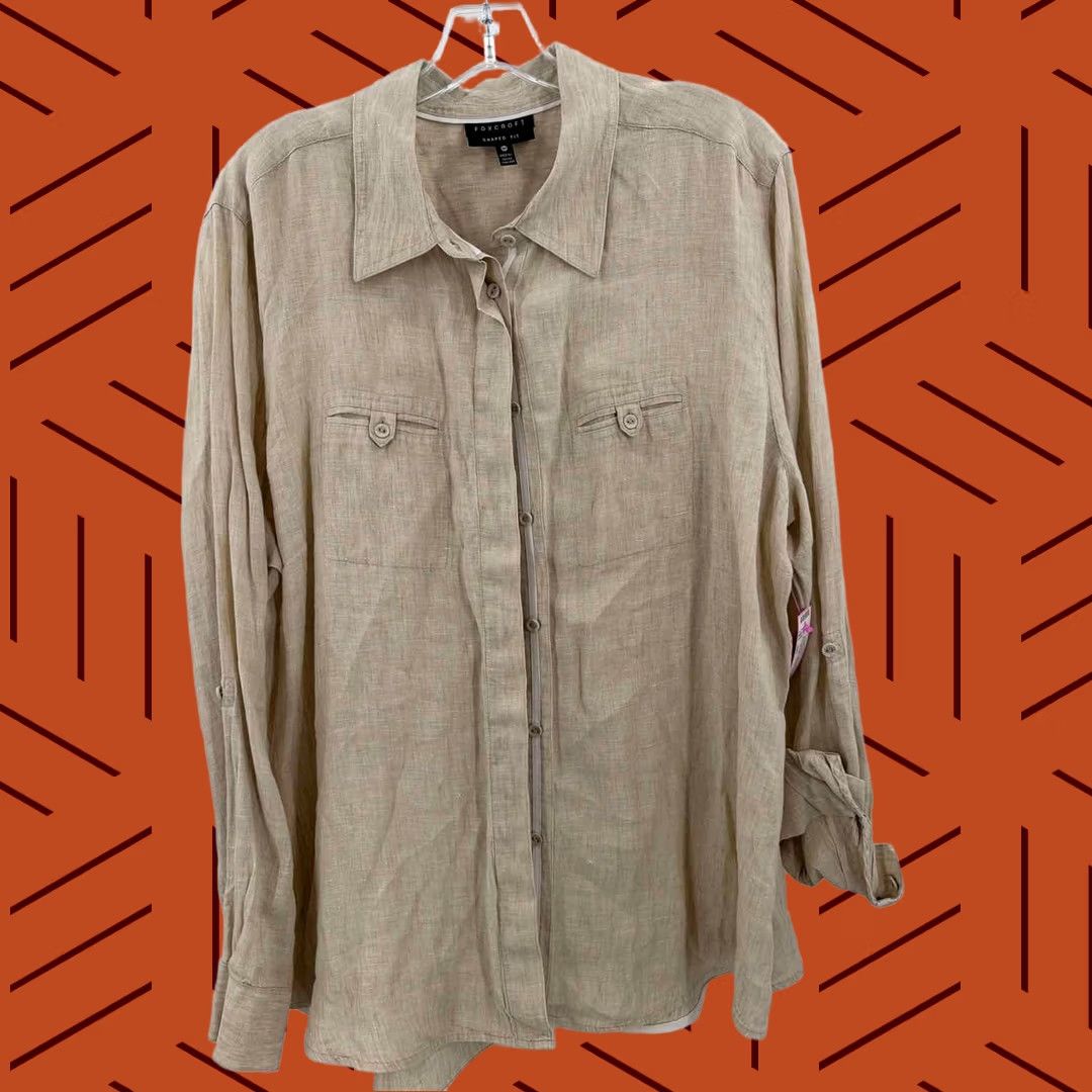 Vintage Foxcroft Button Down Tan Size 18W Plus Size XXL / US 16-18 / IT 52-54 - 1 Thumbnail