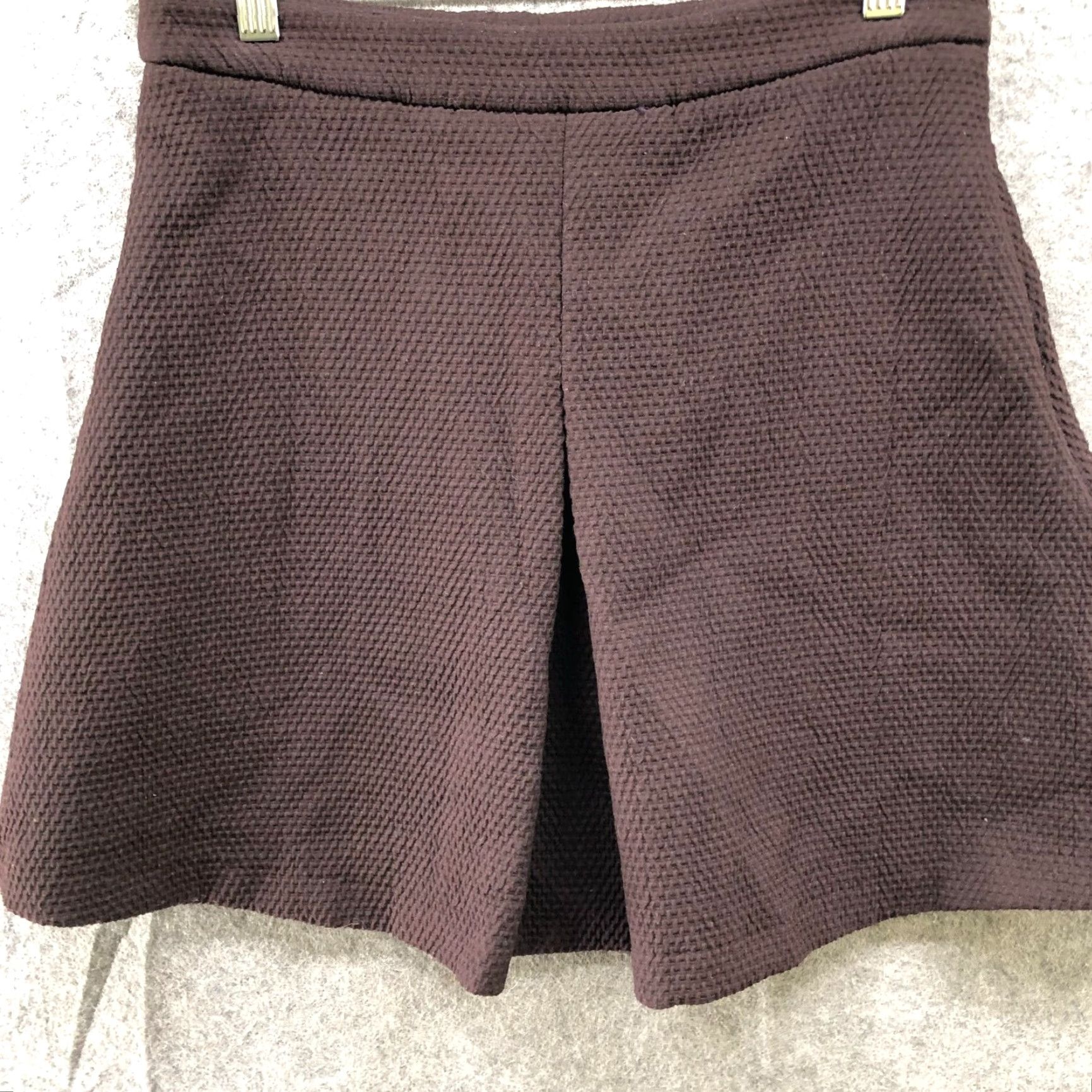 Zara Zara Skirt Womens S Brown Pleated Flare A-Line Textured High Rise Short Knit Polyester Mini Skirt Size 28" / US 6 / IT 42 - 4 Thumbnail