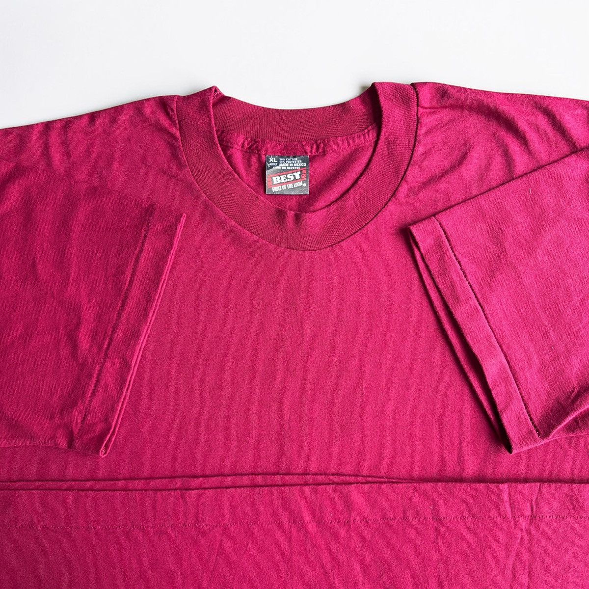 Vintage Vintage Blank Tee Fruit of the Loom Best Maroon Size US XL / EU 56 / 4 - 2 Thumbnail