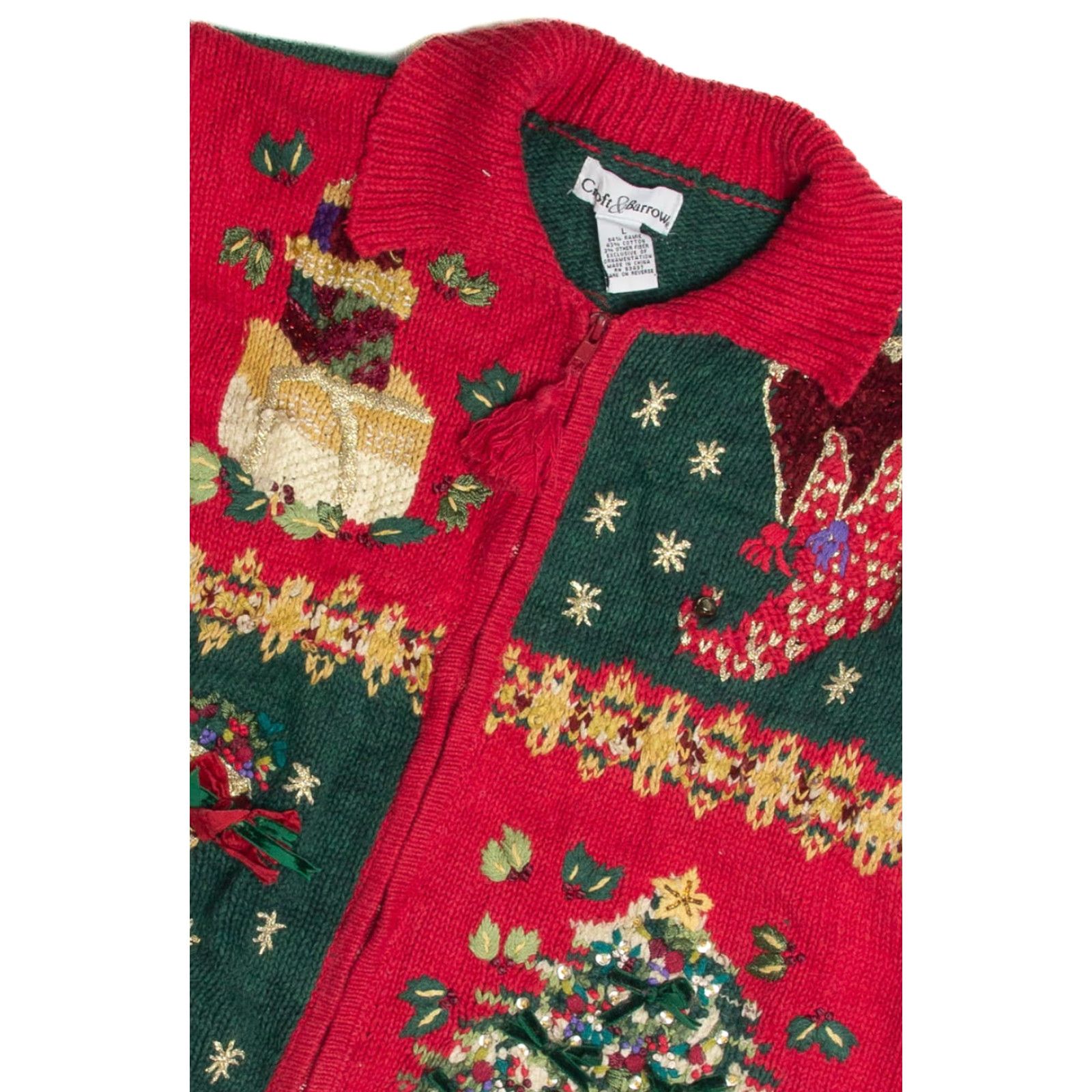 Croft & Barrow VINTAGE Croft & Barrow Red Ugly Christmas Cardigan Shirt Womens Mens Large Christmas 1950s 60s 70s Size L / US 10 / IT 46 - 2 Thumbnail