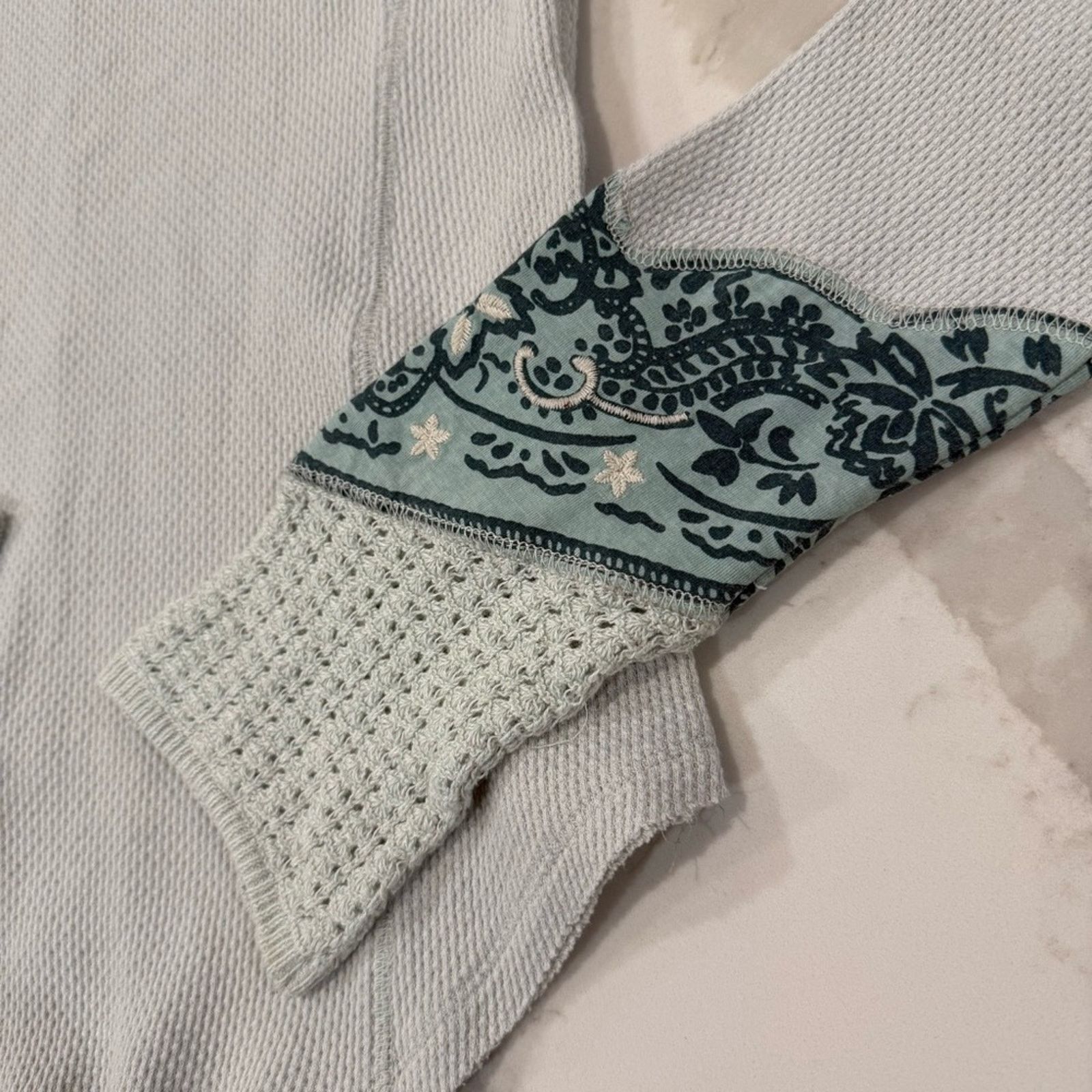 Free People Free People Bandana Cuff Waffle Knit Top Women’s Large Mint Size L / US 10 / IT 46 - 6 Thumbnail