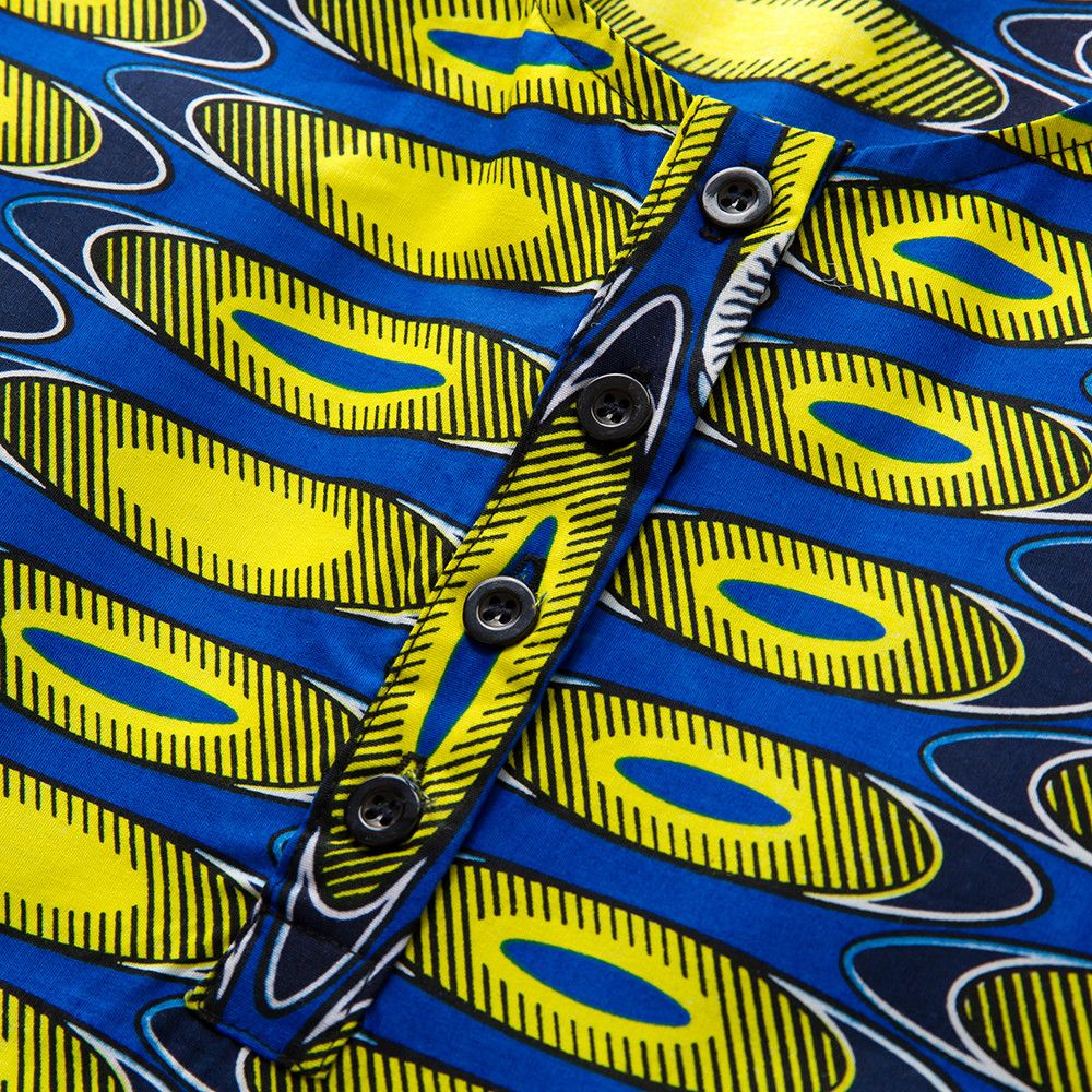 Other African Wax Print Round Neck Polo Shirt Short Sleeves Size US M / EU 48-50 / 2 - 5 Thumbnail
