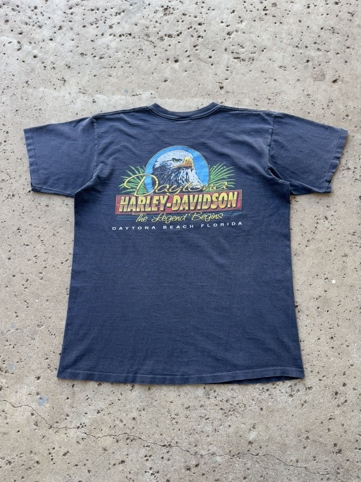 Harley Davidson × Vintage Vtg 90s Harley Davidson Daytona Graphic Fade Black Tee Large Size US L / EU 52-54 / 3 - 2 Thumbnail