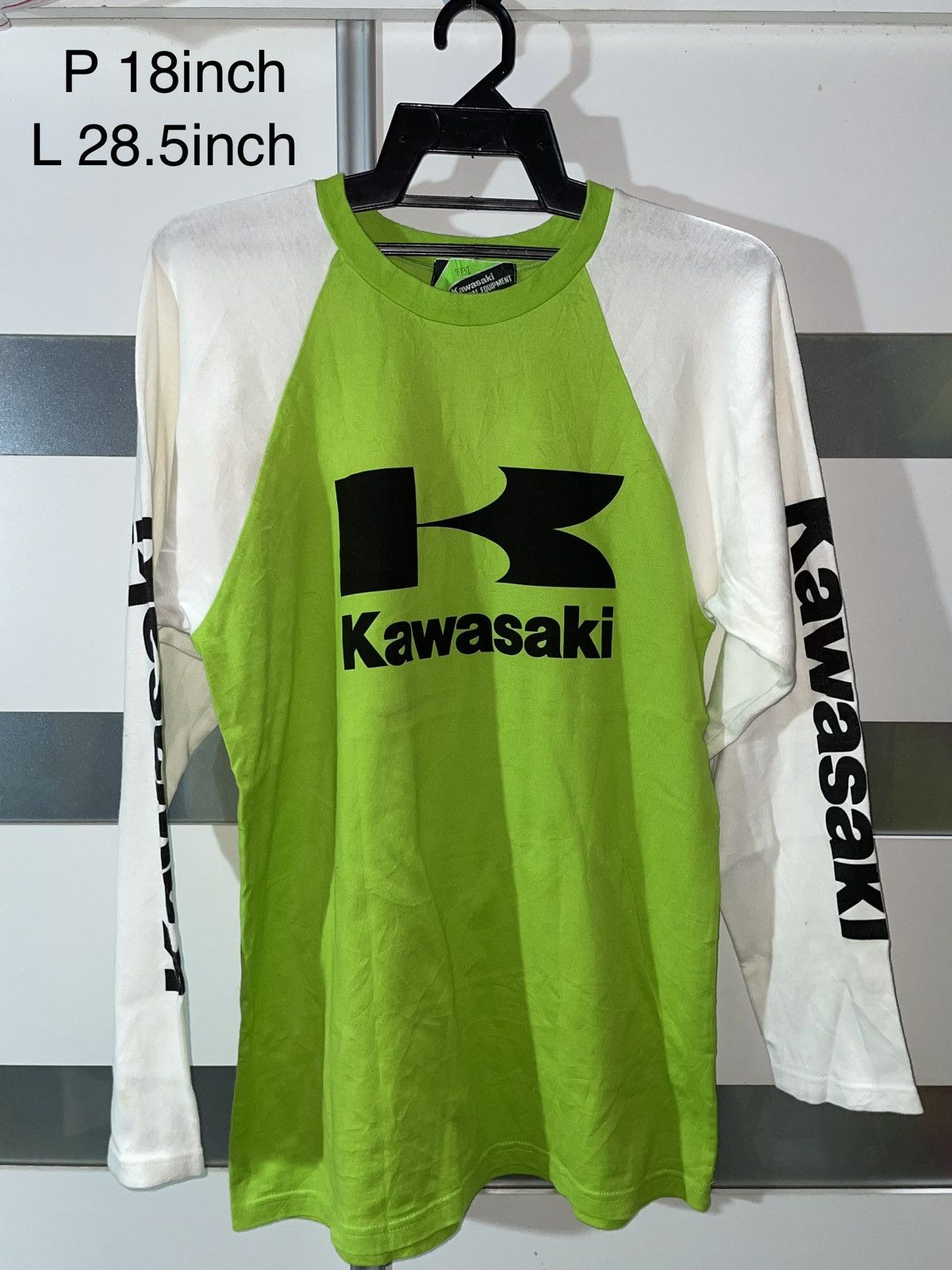 Japanese Brand × Vintage Vintage japan Kawasaki Motor Longsleeve outdoor scrambler Size US S / EU 44-46 / 1 - 1 Thumbnail