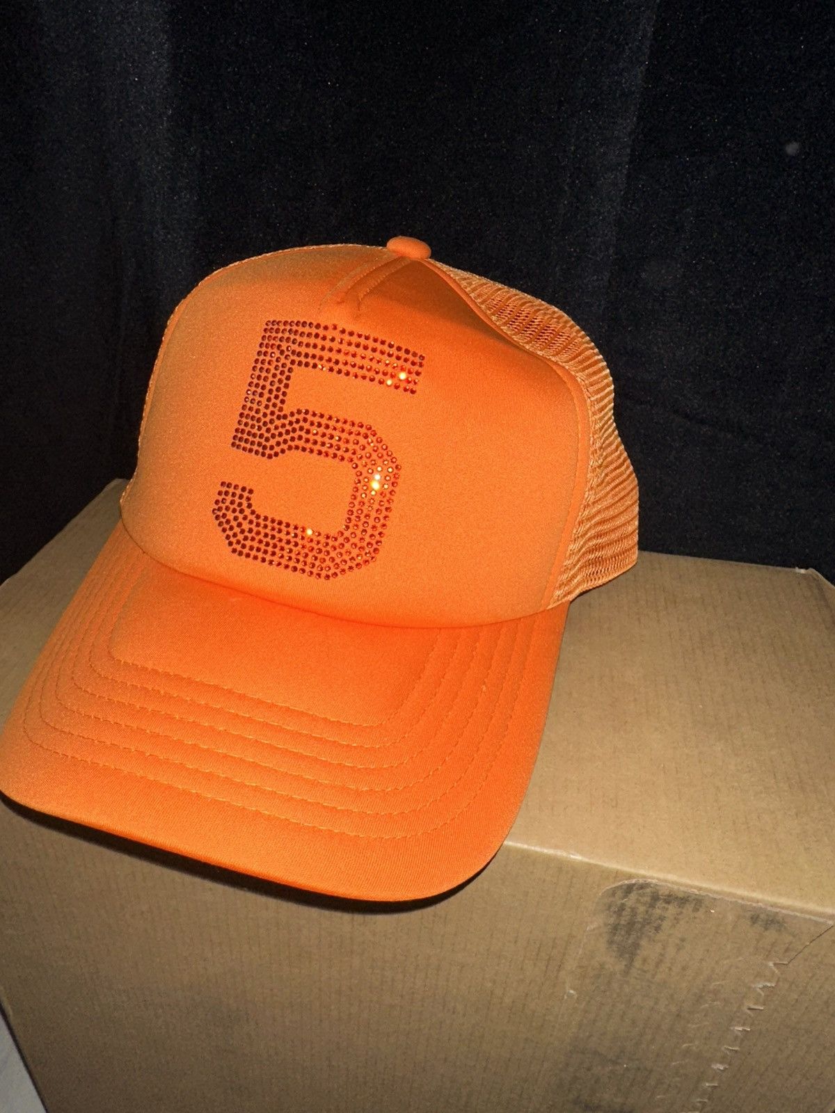 Sp5der Orange “Rhinestone” Trucker