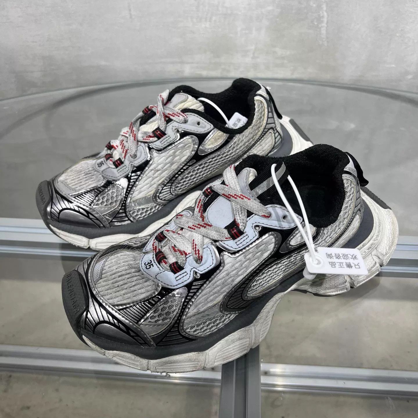Balenciaga Balenciaga Gray Distressed Dad Sneaker 35W YH24199 Size US 4.5 / IT 34.5 - 2 Thumbnail
