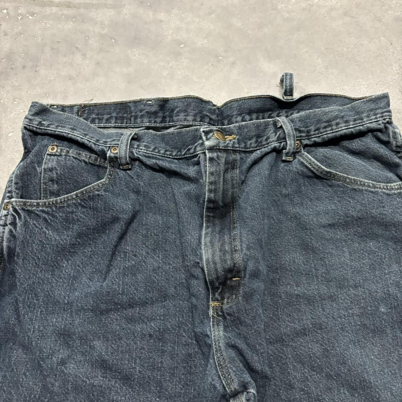 Japanese Brand × Vintage Crazy Vintage Y2K/2000s Grunge Dark Wash Skater Jean Shorts Jorts! Size US 38 / EU 54 - 3 Thumbnail