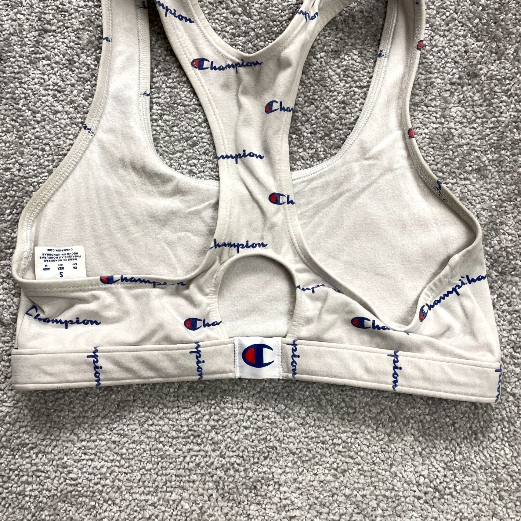 Champion Champion Bralette Womens Small White All Over Print Racerback Active Gym Sports Size ONE SIZE - 3 Thumbnail