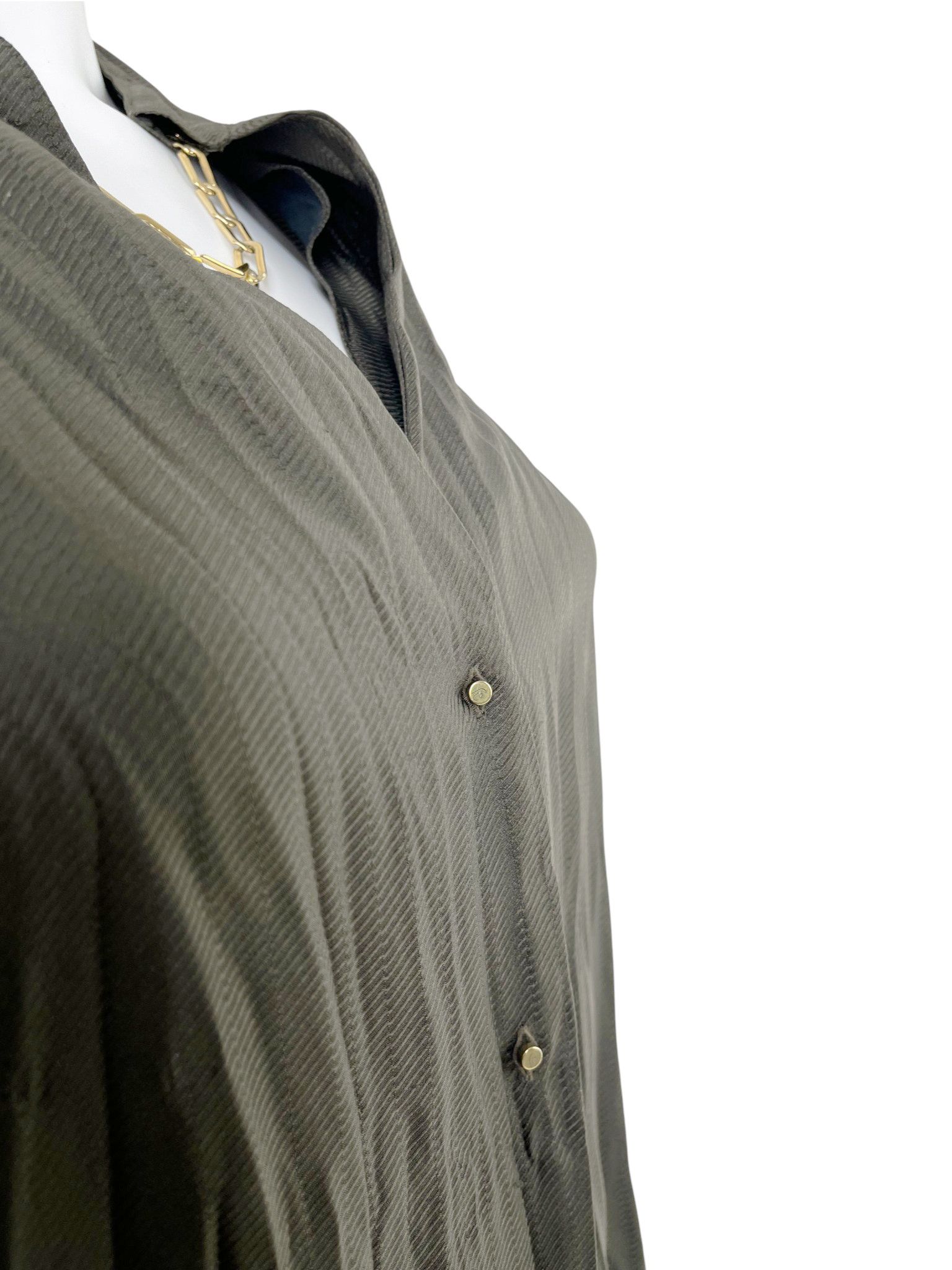 Roberto Cavalli 1990's Chain Petrol Green Ruched Silk Shirt Size S / US 4 / IT 40 - 9 Thumbnail