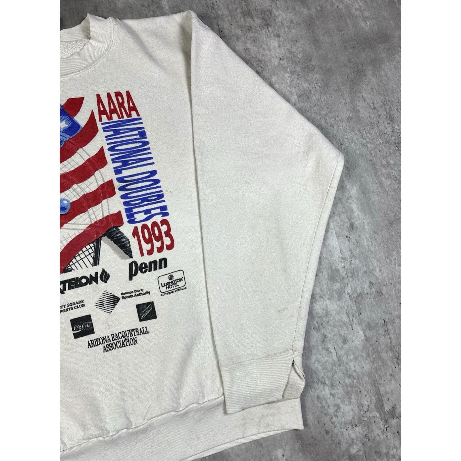 Vintage VINTAGE 90s Tennis National Championship Pullover Sweatshirt Mens Size L White Cotton Fleece Logo USA Retro 90s Size US XL / EU 56 / 4 - 4 Thumbnail