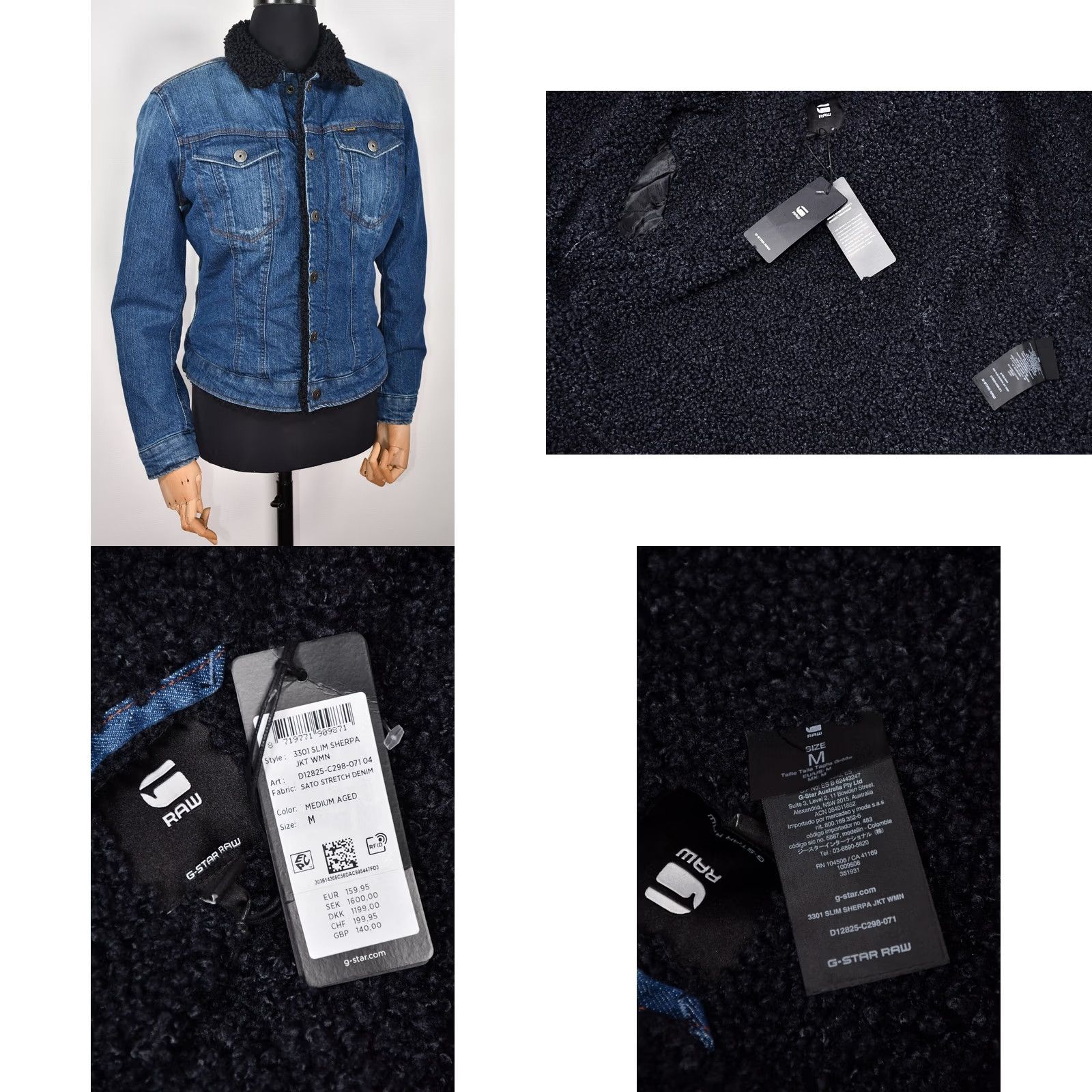 G-Star G-Star Raw 3301 Slim Sherpa Jacket WMN Sato Stretch Denim Blue M Women Jacket Sherpa Stretch Denim Slim Wool? (Note: original must be used) Size M / US 6-8 / IT 42-44 - 8 Thumbnail