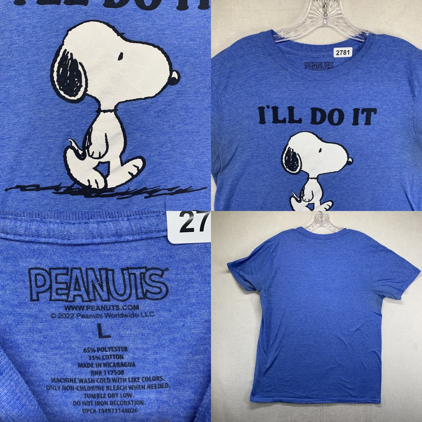 Peanuts Snoopy Shirt Blue Small Peanuts I'll Do It Tomorrow Charlie Brown Official Worn Size US S / EU 44-46 / 1 - 8 Thumbnail