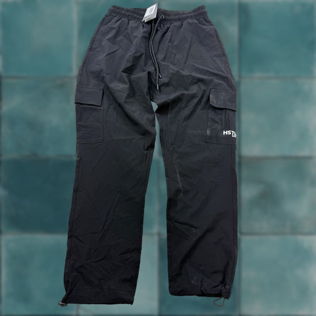 Vintage HSTL MADE Flex Cargo Pants Mens Large Black Elastic Waist Drawstring Pockets Cargo Casual Size US 33 - 1 Thumbnail