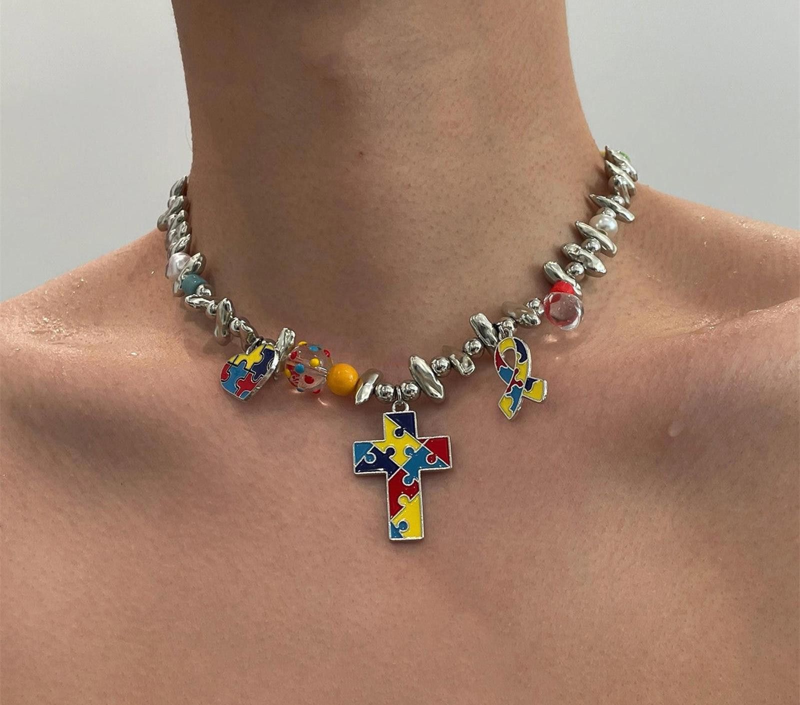 Jewelry Patchwork Cross Pendant Size ONE SIZE - 3 Thumbnail