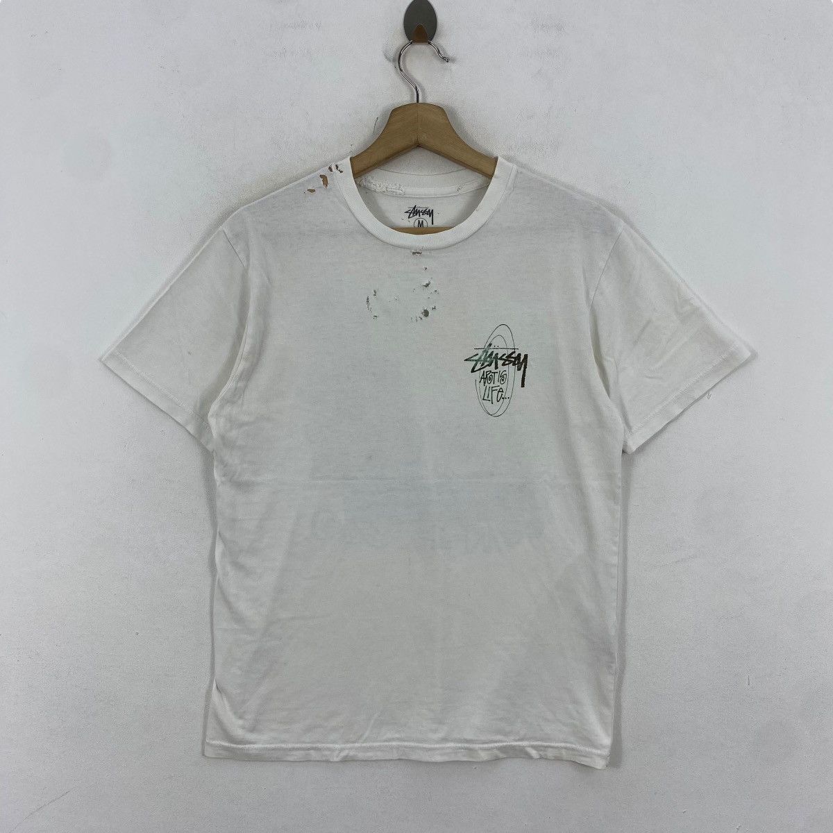 Stussy Vintage 00's STUSSY Art Is Life Graphic Distressed Tee Size US M / EU 48-50 / 2 - 3 Thumbnail