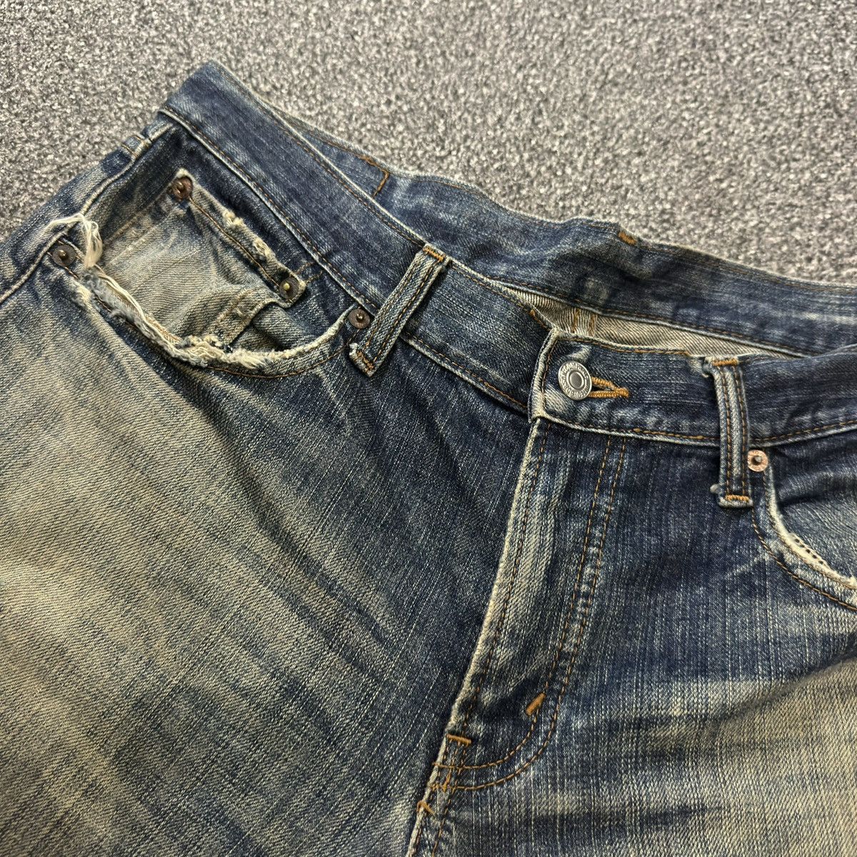 Japanese Brand 🇯🇵 Vintage 90s Japanese Bobson Destroyed Crack Wash denim Size US 35 - 12 Thumbnail