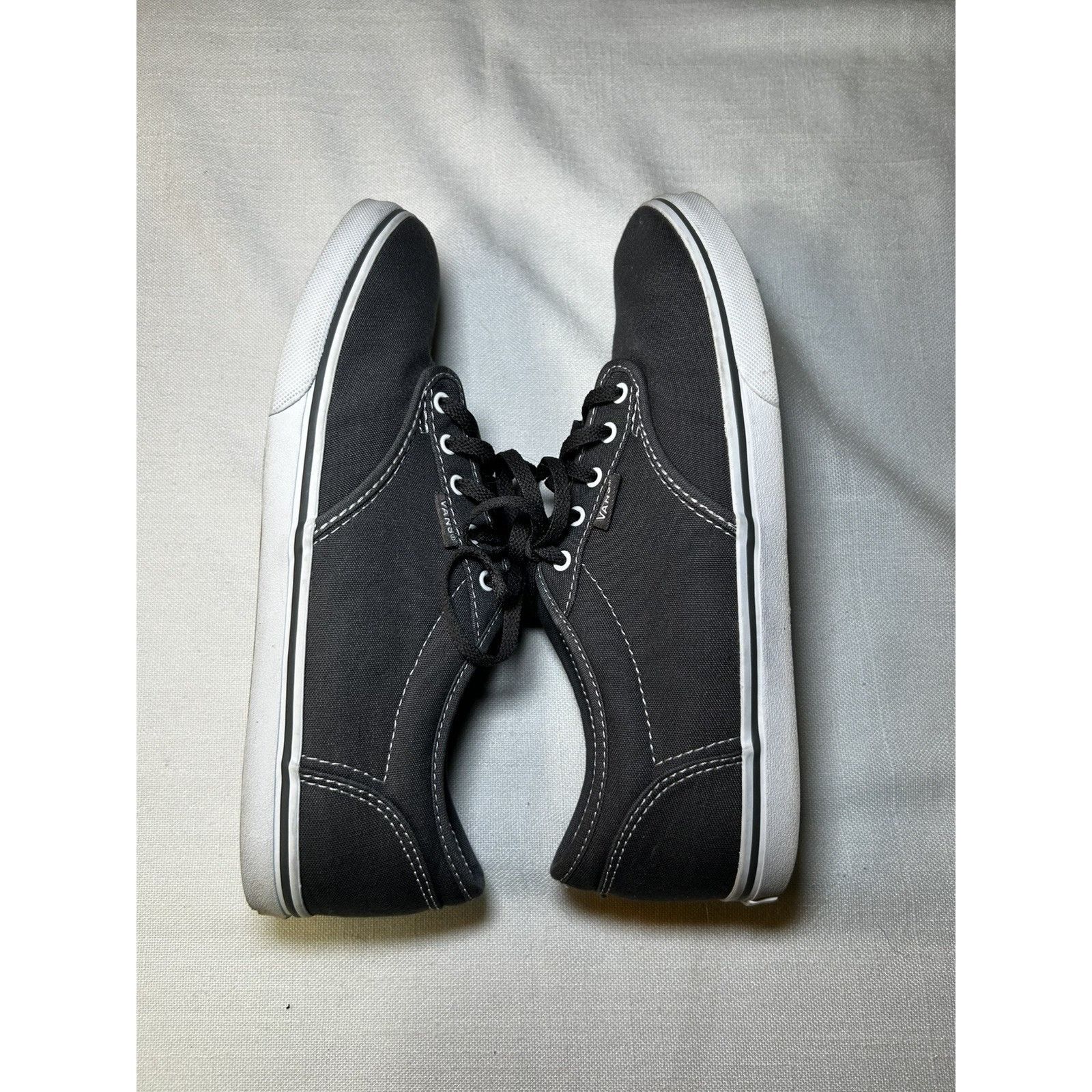 Vans Vans Women 9 Off The Wall Sneakers Gray Canvas Lace Up Round Size US 9 / IT 39 - 6 Thumbnail