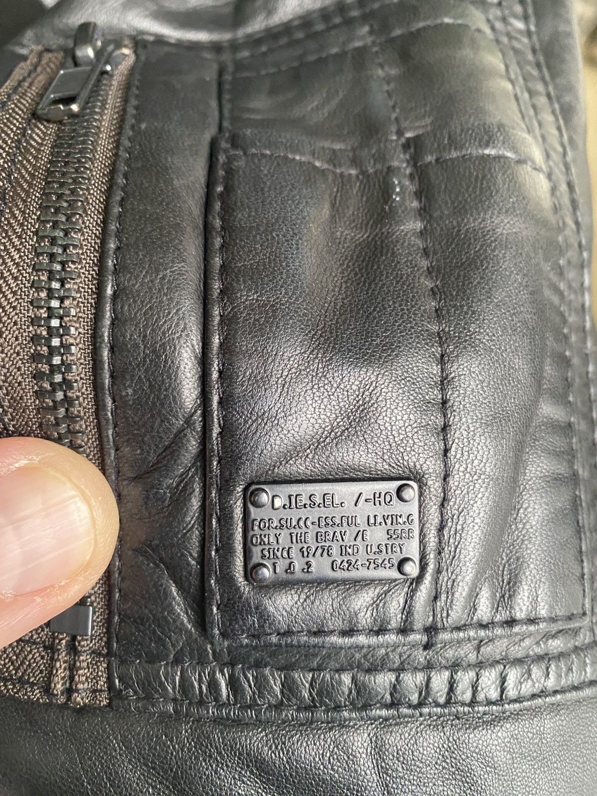 Diesel DIESEL OUR Superior Mens Bomber Leather Jacket Racer Coat Size US S / EU 44-46 / 1 - 10 Thumbnail