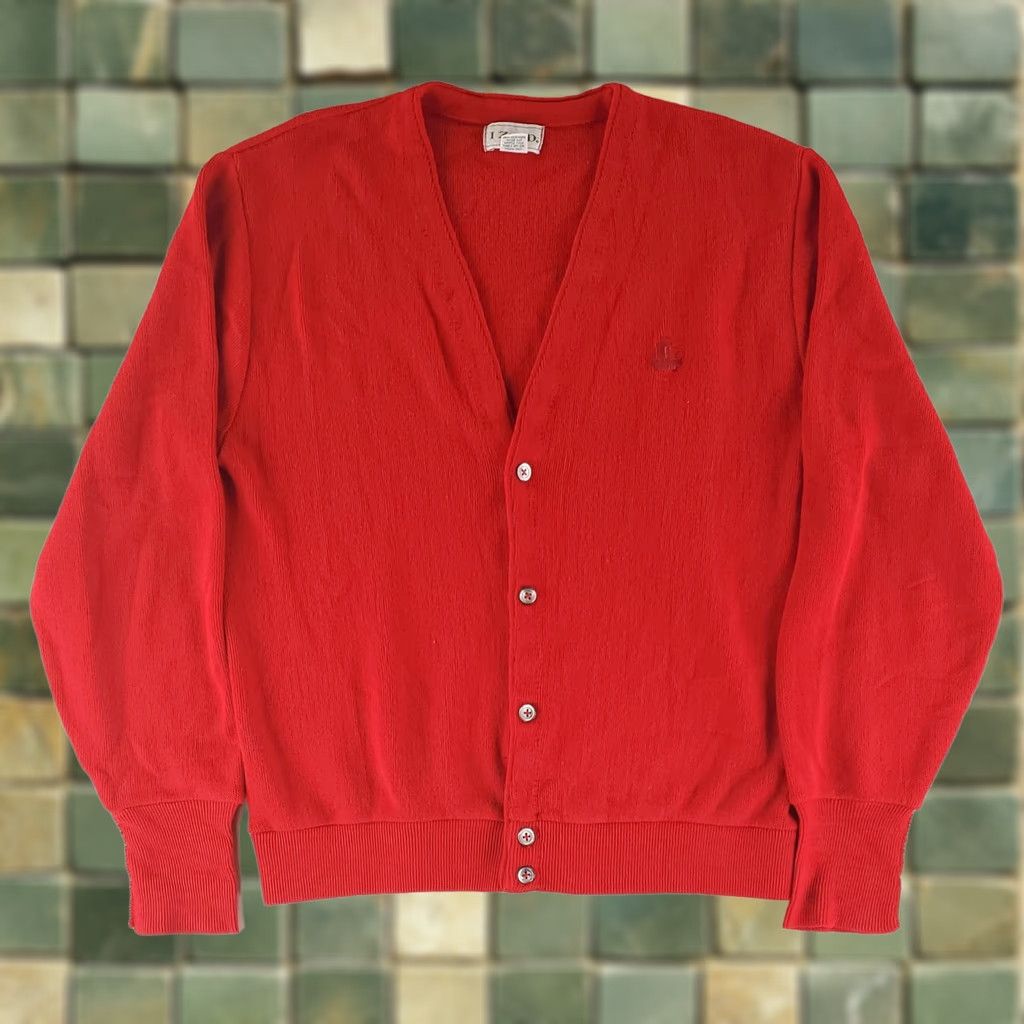Izod VINTAGE Izod Cardigan Sweater Red Long Sleeve Mens L 80s 90s Acrylic VTG Red Mens L Size US L / EU 52-54 / 3 - 1 Thumbnail