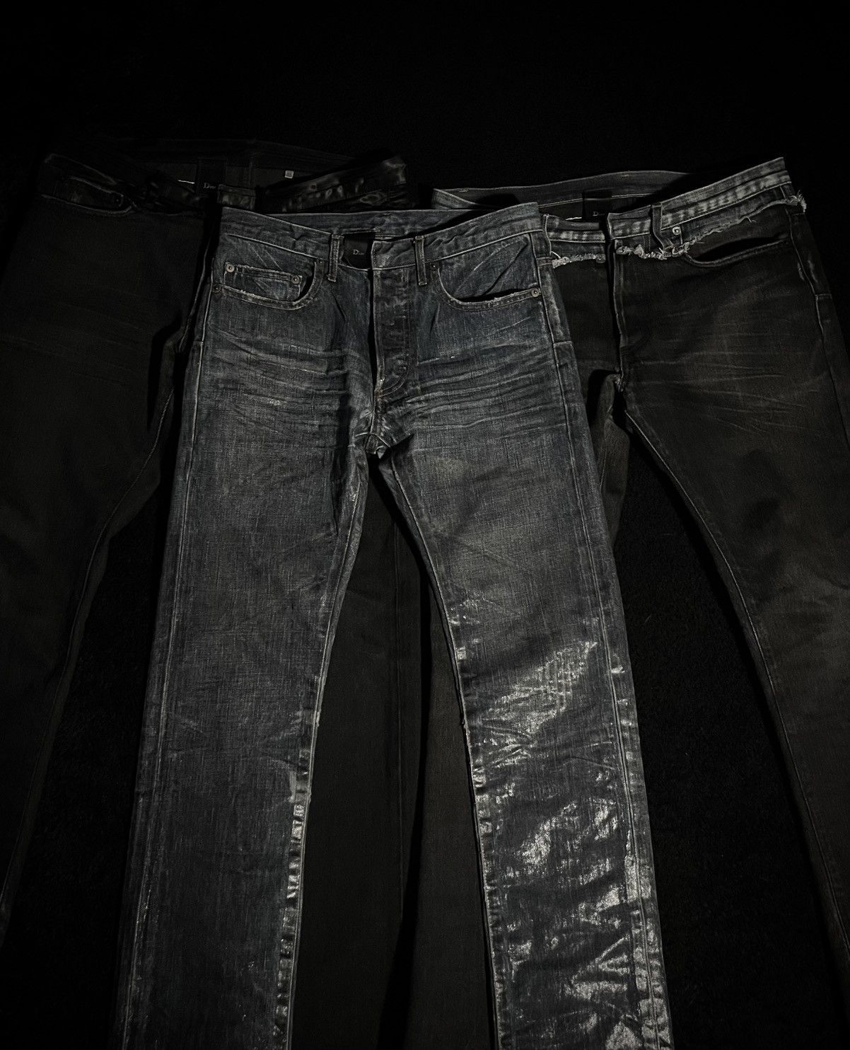 Dior × Hedi Slimane × Yves Saint Laurent AW03 DIOR BLUE “LUSTER” WAX DENIM Size US 29 - 8 Thumbnail
