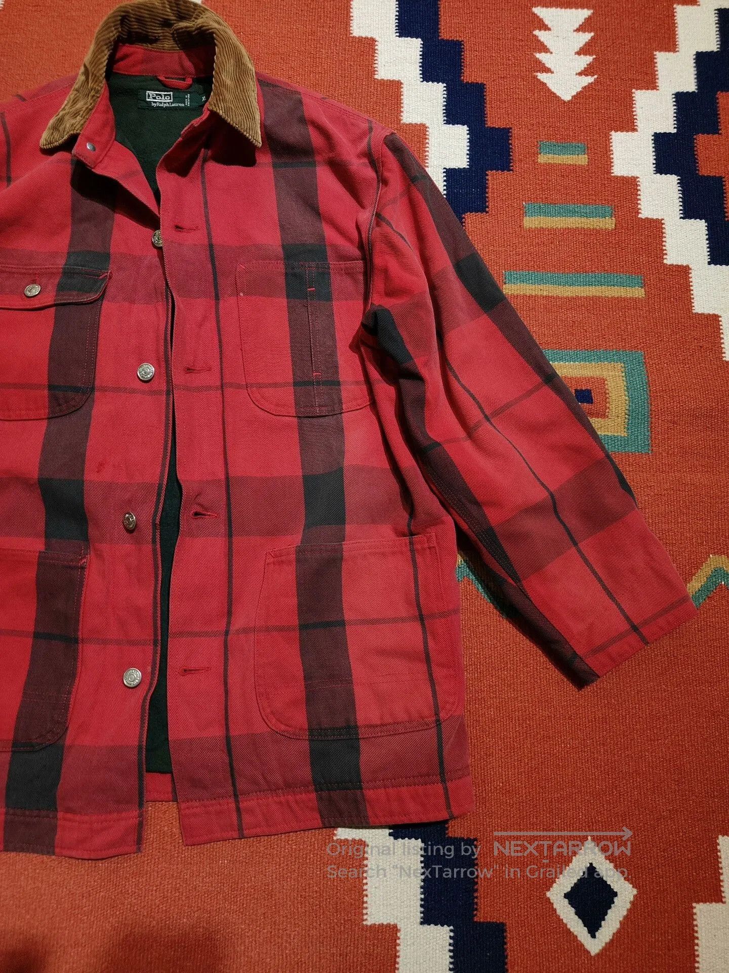 VINNY's Vintage Ralph Lauren Red Checked Jacket. Size XL / US 12-14 / IT 48-50 - 2 Thumbnail