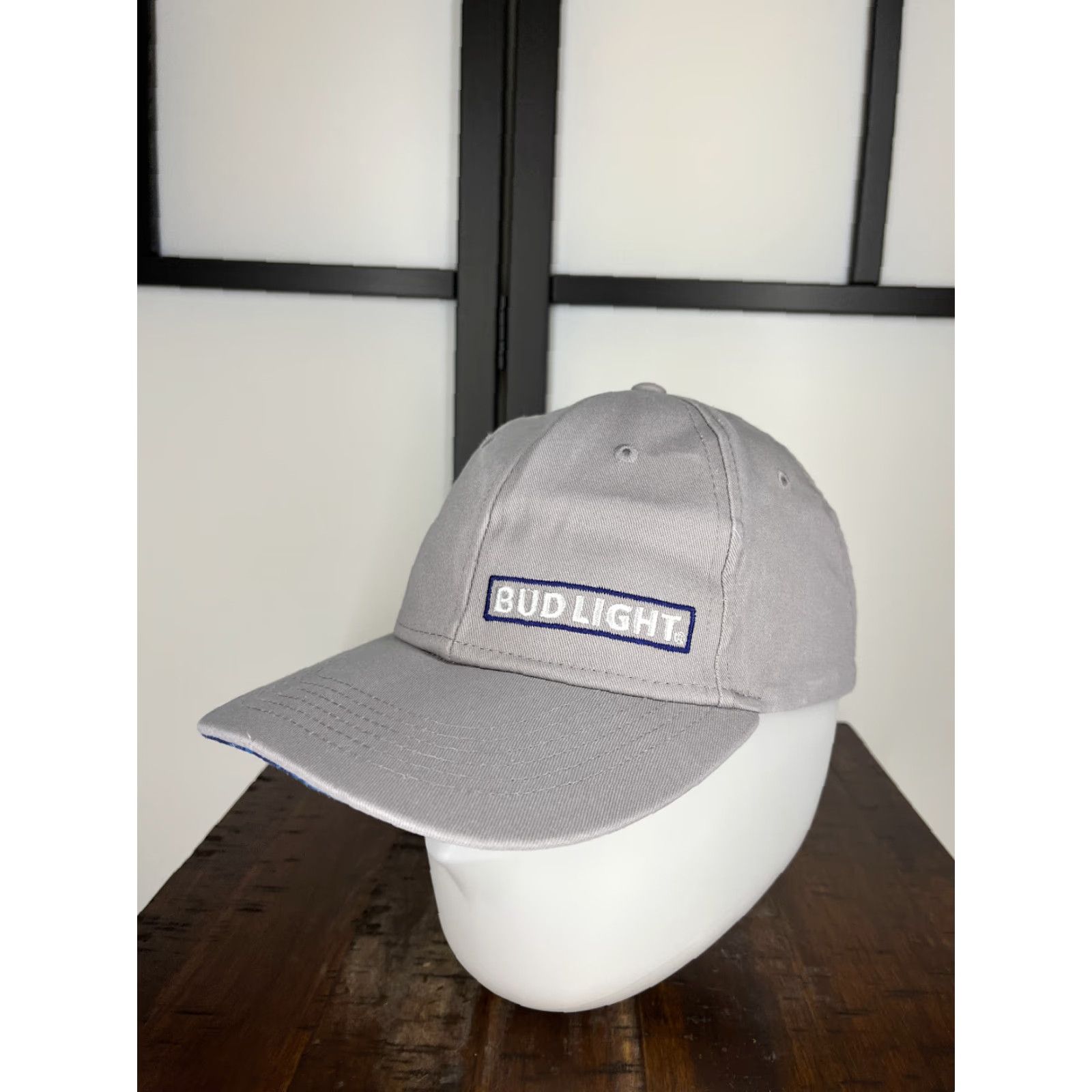 Budweiser Budweiser Hat Cap Strap Back Adult One Size Gray Bud Light Beer 100% Cotton Baseball Cap Mens Size ONE SIZE - 4 Thumbnail