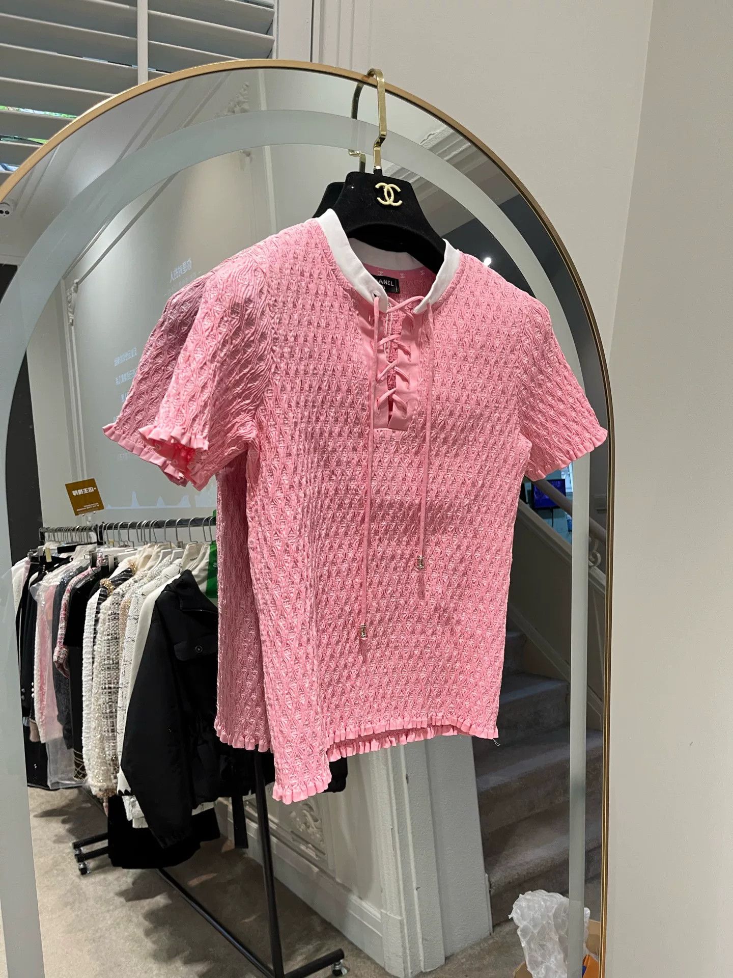 Chanel Chanel Pink Ruched Tie Short Sleeve Top Size US XS / EU 42 / 0 - 1 Thumbnail