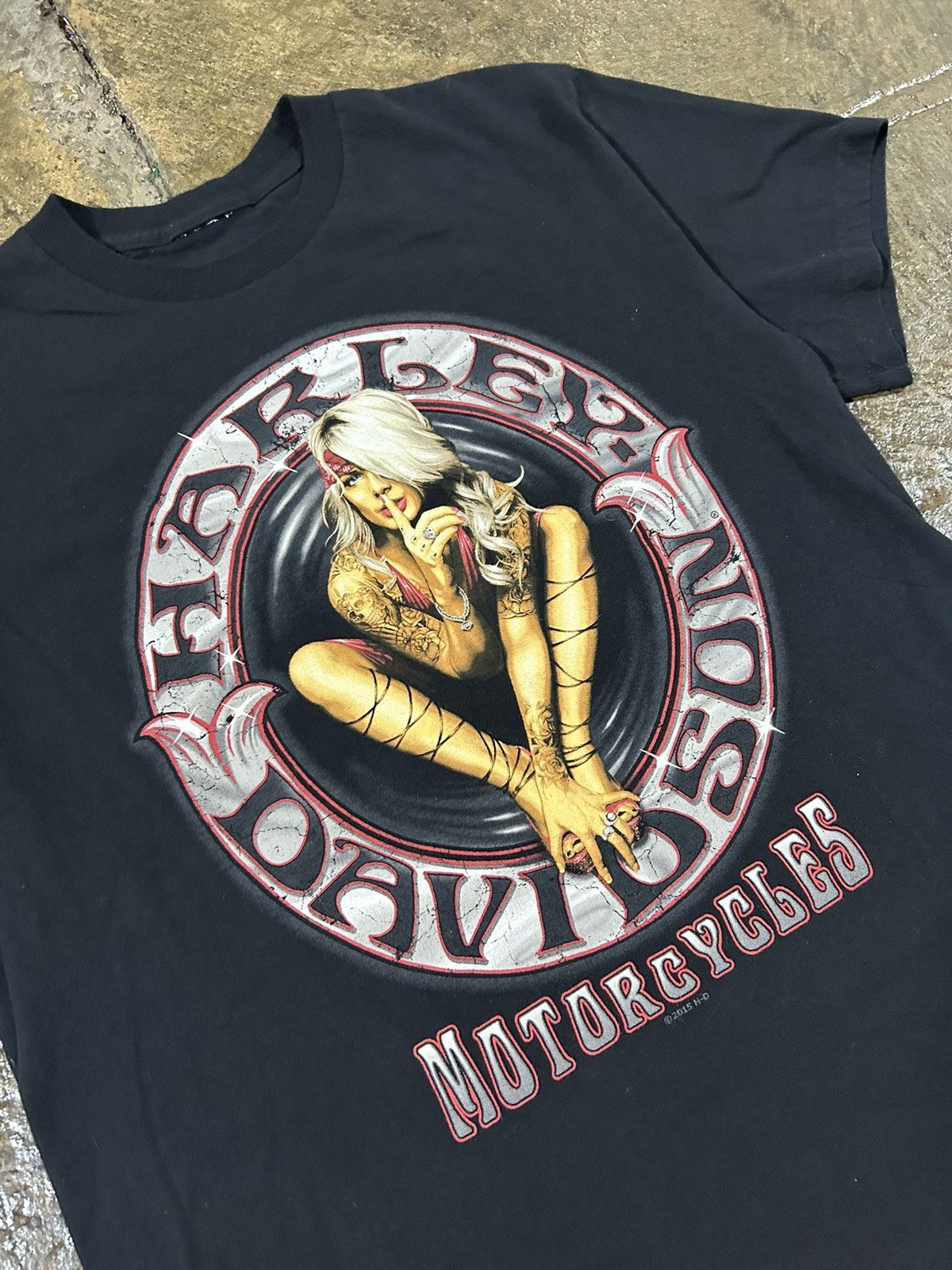 Harley Davidson × Vintage Crazy Vintage Y2K Harley Davidson Tee Grunge Biker Girl Size US L / EU 52-54 / 3 - 4 Thumbnail