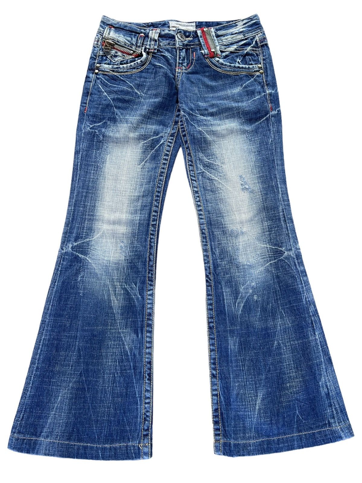 image of Hysteric Glamour Flare Jeans Lolita Acid Wash Low Rise Denim Boot Cut, Men's (Size 28)