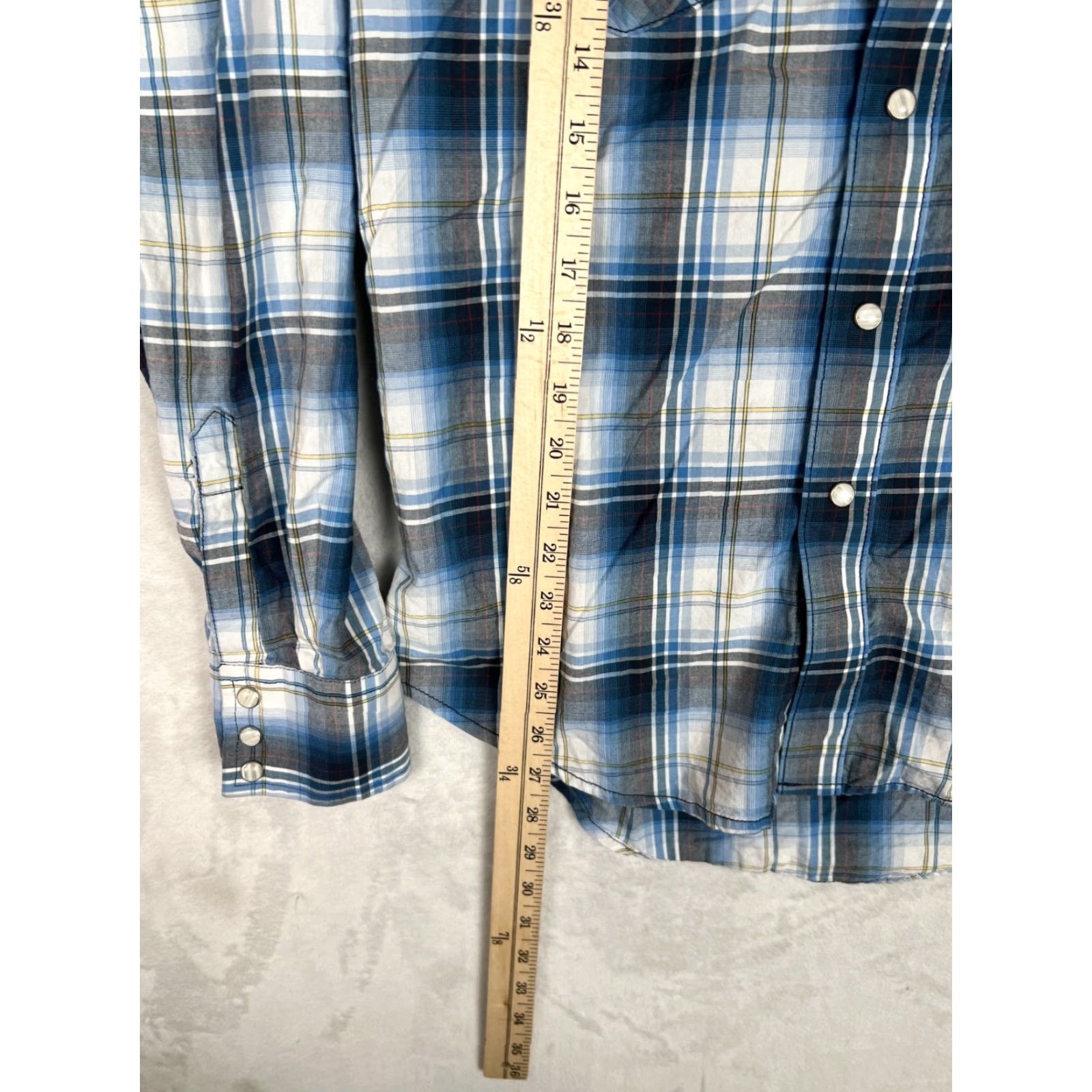 Wrangler Wrangler Western Shirt Mens Small Plaid Pearl Snap Long Sleeve Blue Shirt Size US M / EU 48-50 / 2 - 4 Thumbnail