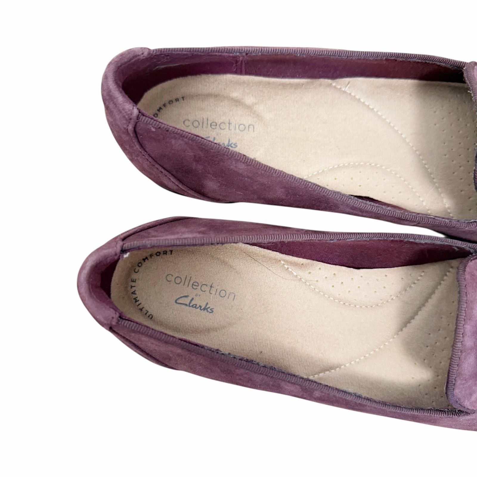 Clarks Clark’s Collection Maroon Suede Slip On Flats Sz 8.5 Size US 8.5 / IT 38.5 - 3 Thumbnail
