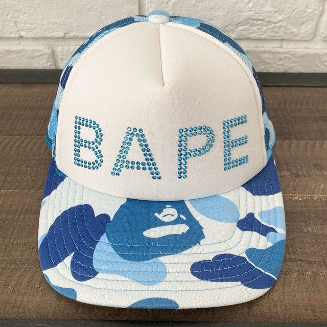 Bape BAPE CRYSTAL STONE ABC CAMO Blue trucker hat cap APE Size ONE SIZE - 1 Thumbnail