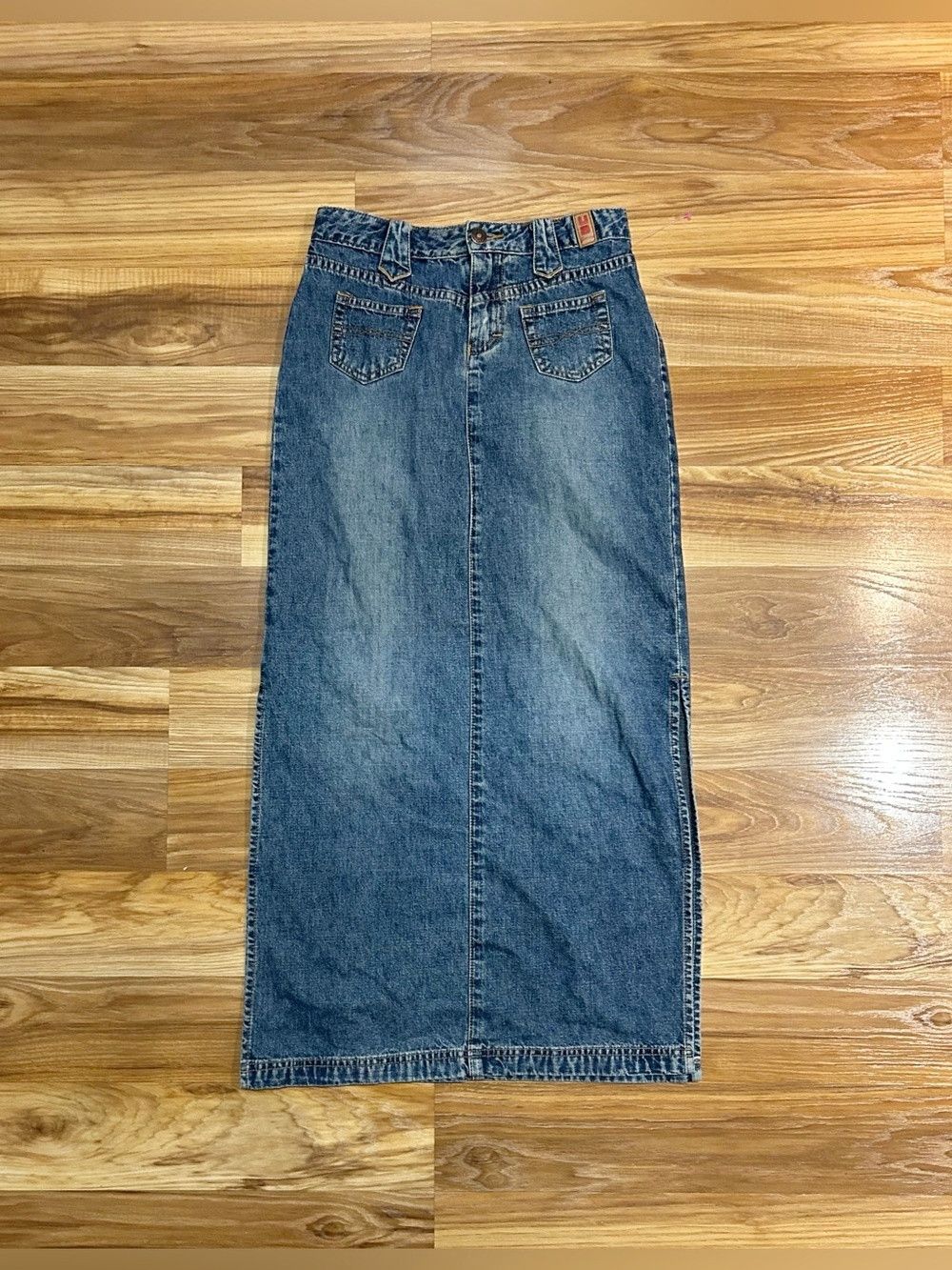 UNIONBAY Vintage 90s Y2K Unionbay Long Double Slit Denim Maxi Skirt Size 25" / US 0 / IT 36 - 1 Thumbnail