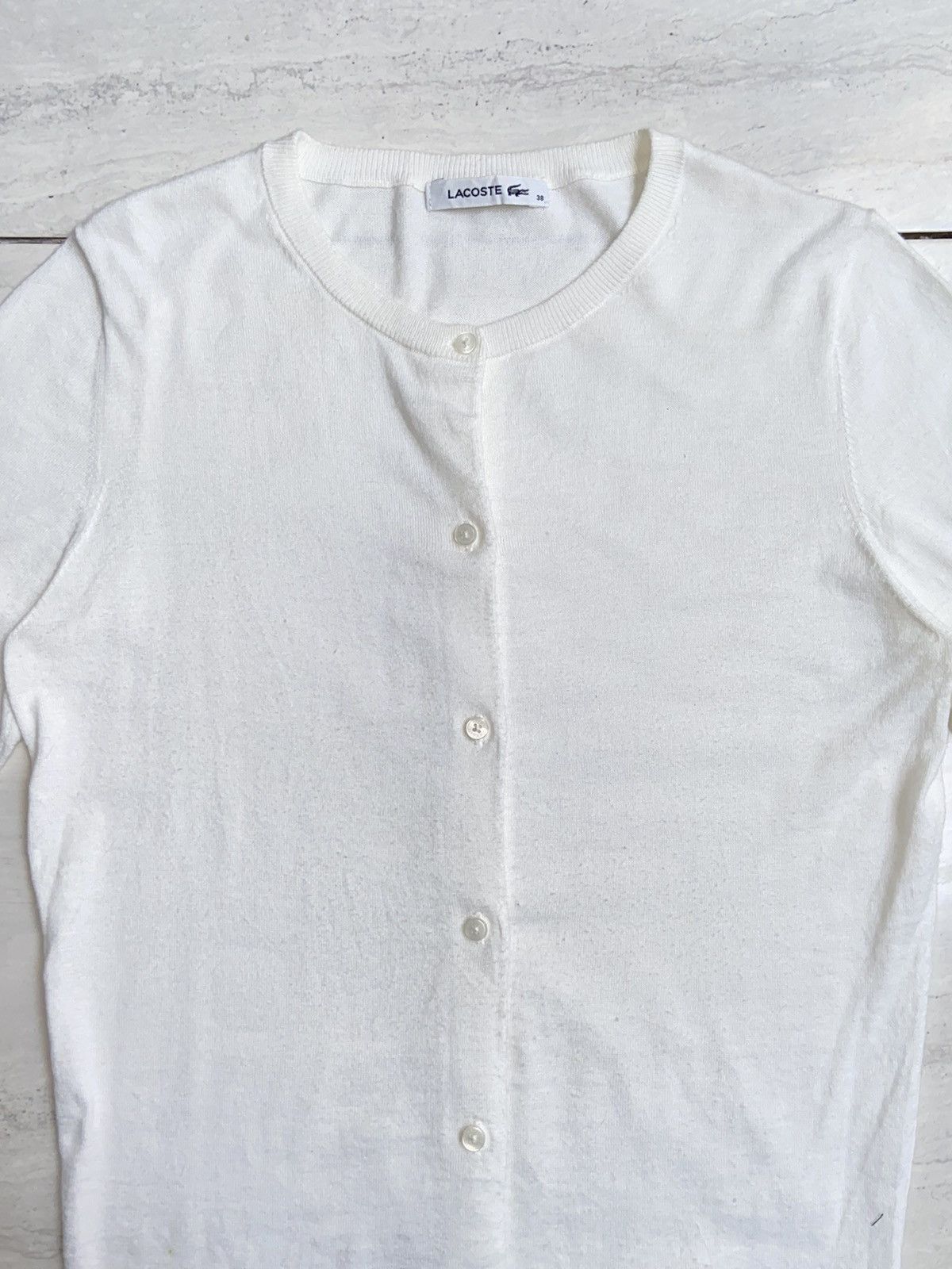 Lacoste LACOSTE White Cardigan Size US XS / EU 42 / 0 - 9 Thumbnail