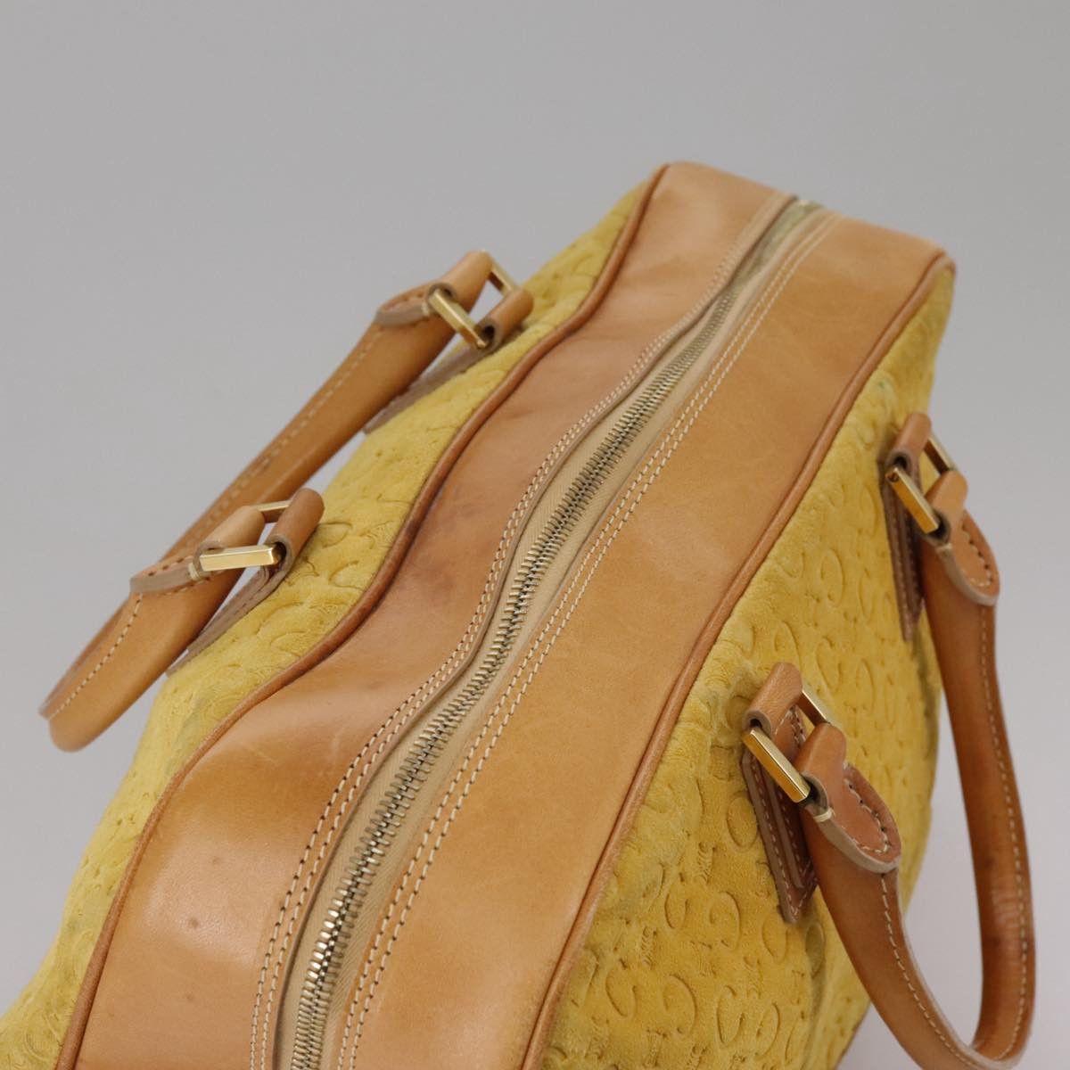 Celine CELINE C Macadam Canvas Hand Bag Suede Leather Yellow Gold Size ONE SIZE - 6 Thumbnail