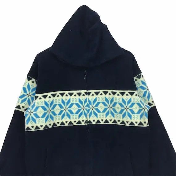 Vtg NORTH SEA ANCESTRESS Navajo Fleece Hoodie Jacket