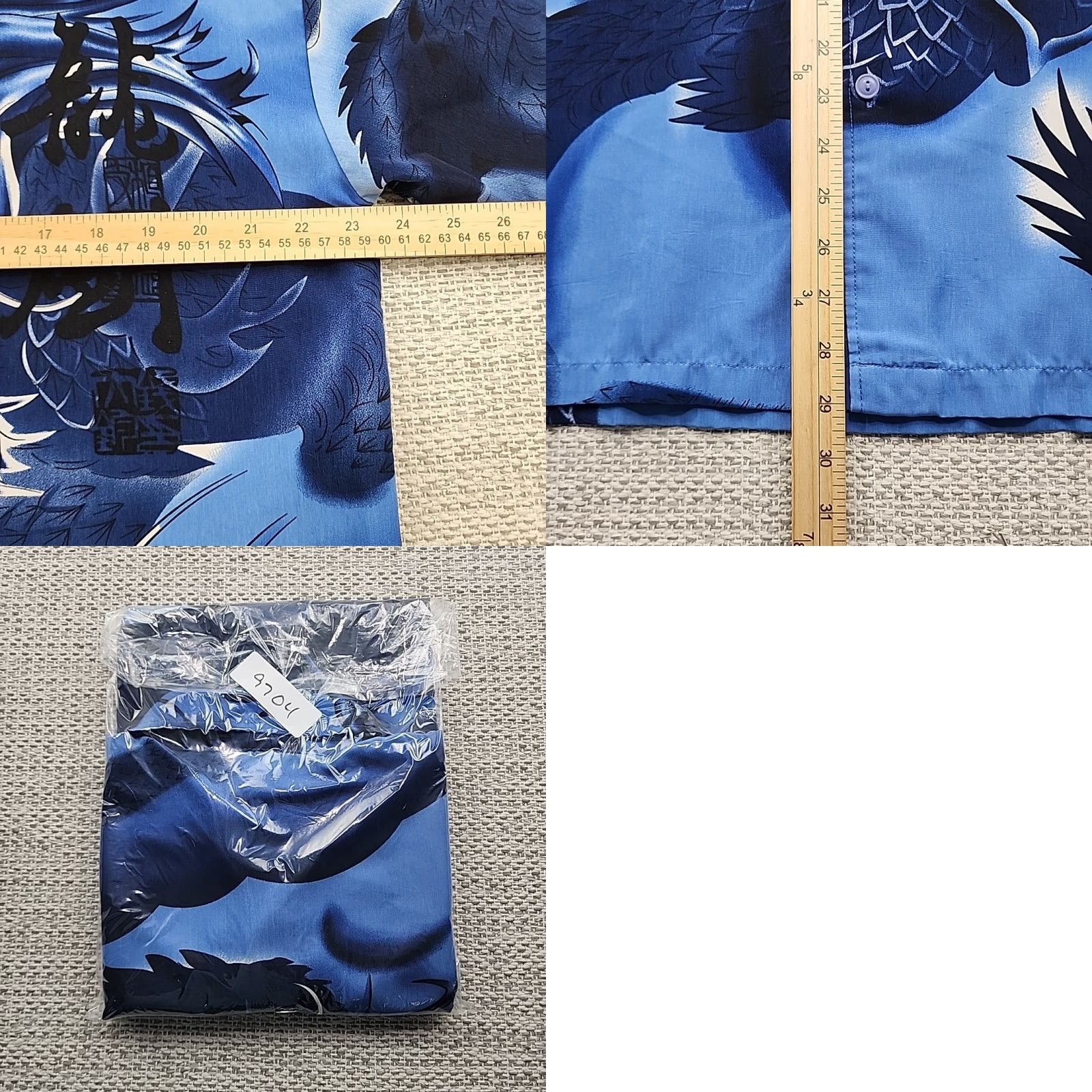 Vintage Yago Button Up Shirt Mens Small Blue Dragon Short Sleeve Asian Tribal Casual Manga Pattern All Seasons Breathable Lightweight Easy Care Size US S / EU 44-46 / 1 - 8 Thumbnail