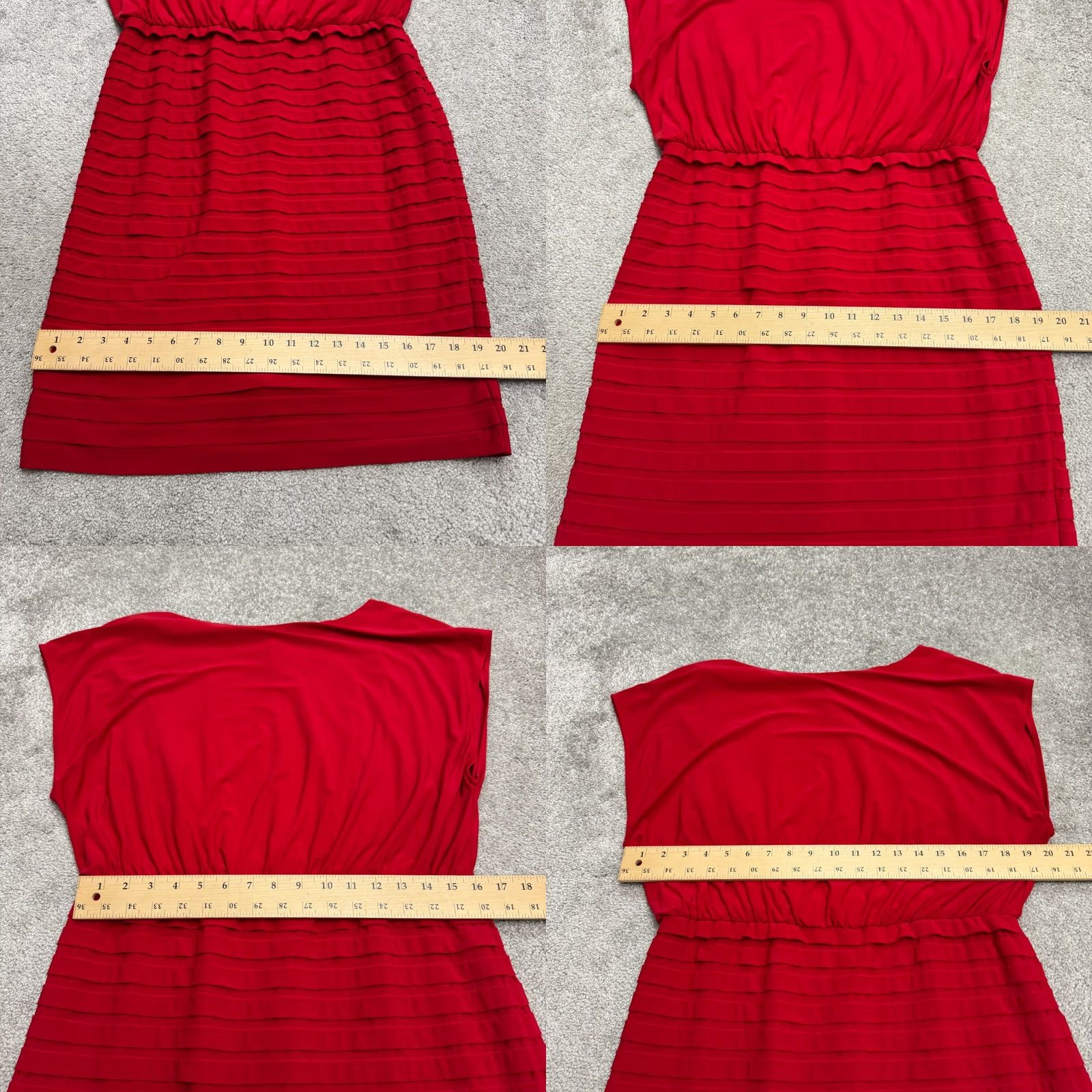 Adrianna Papell Adrianna Papell Shutter Pleated Tiered Sheath Dress Womens 14 Red Knee Length Sleeveless Round Neck Zip Vintage No Size XL / US 12-14 / IT 48-50 - 9 Thumbnail