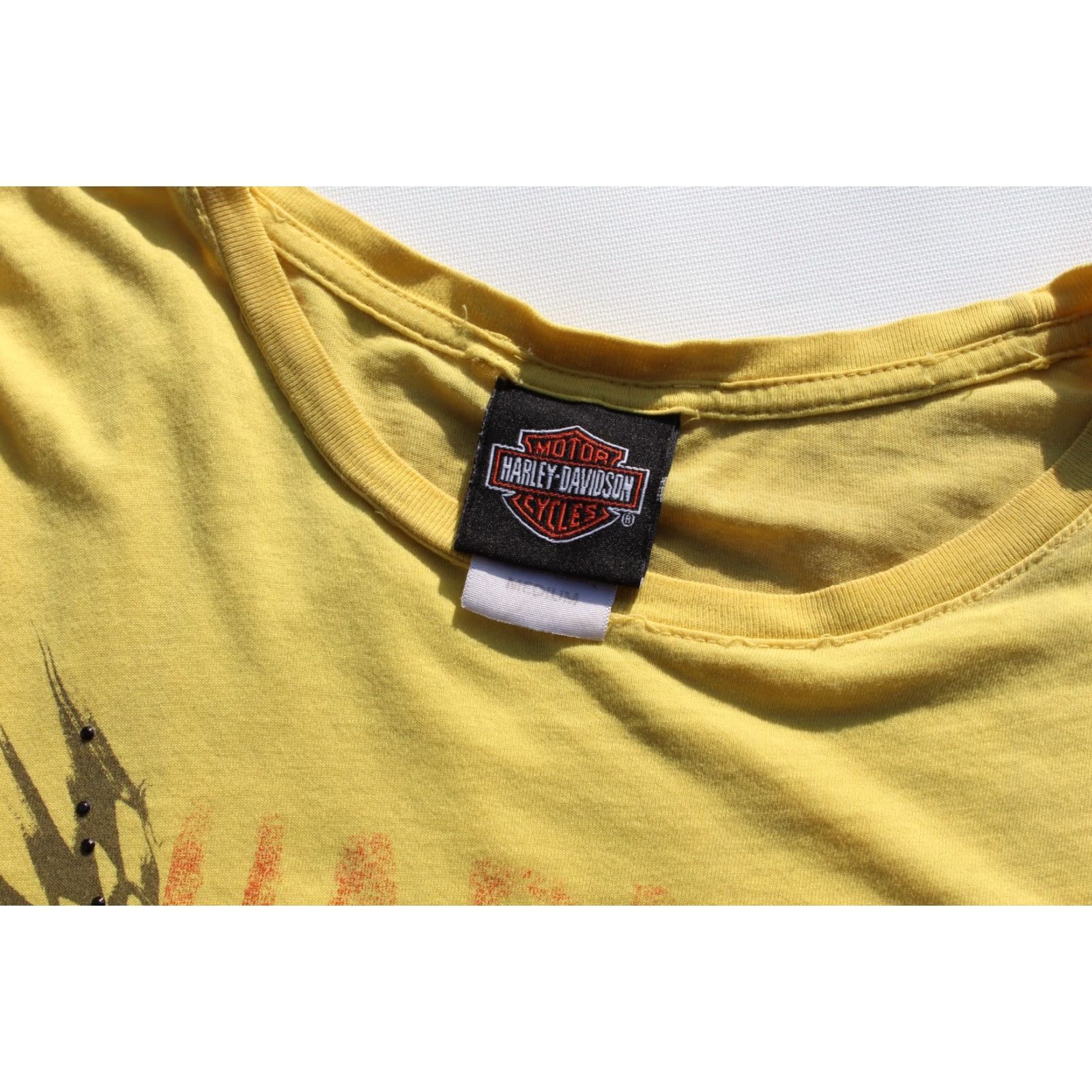Harley Davidson VINTAGE Harley-Davidson Womens Shirt Top Short Sleeve Yellow Ride Free Eagle M Lathrop Size M / US 6-8 / IT 42-44 - 3 Thumbnail