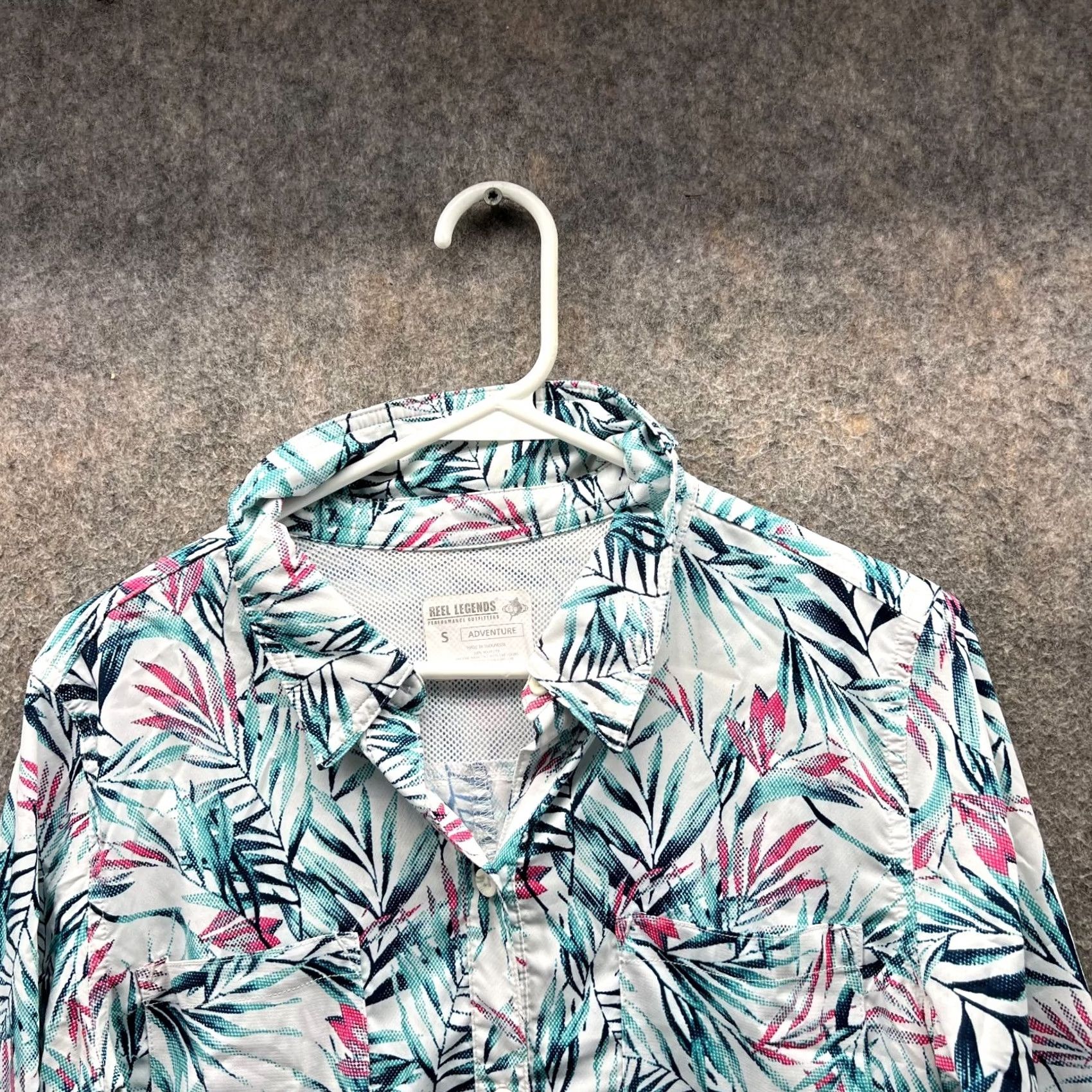 Vintage Reel Legends Shirt Womens Small Blue Button Down Stretch Knit Floral Button-Up Size S / US 4 / IT 40 - 4 Thumbnail