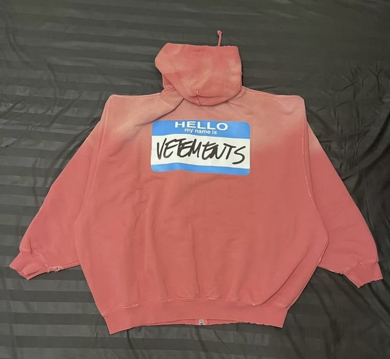 Vetements VETEMENTS ZIP-HOODIE FADED PINK MY NAME IS | Grailed