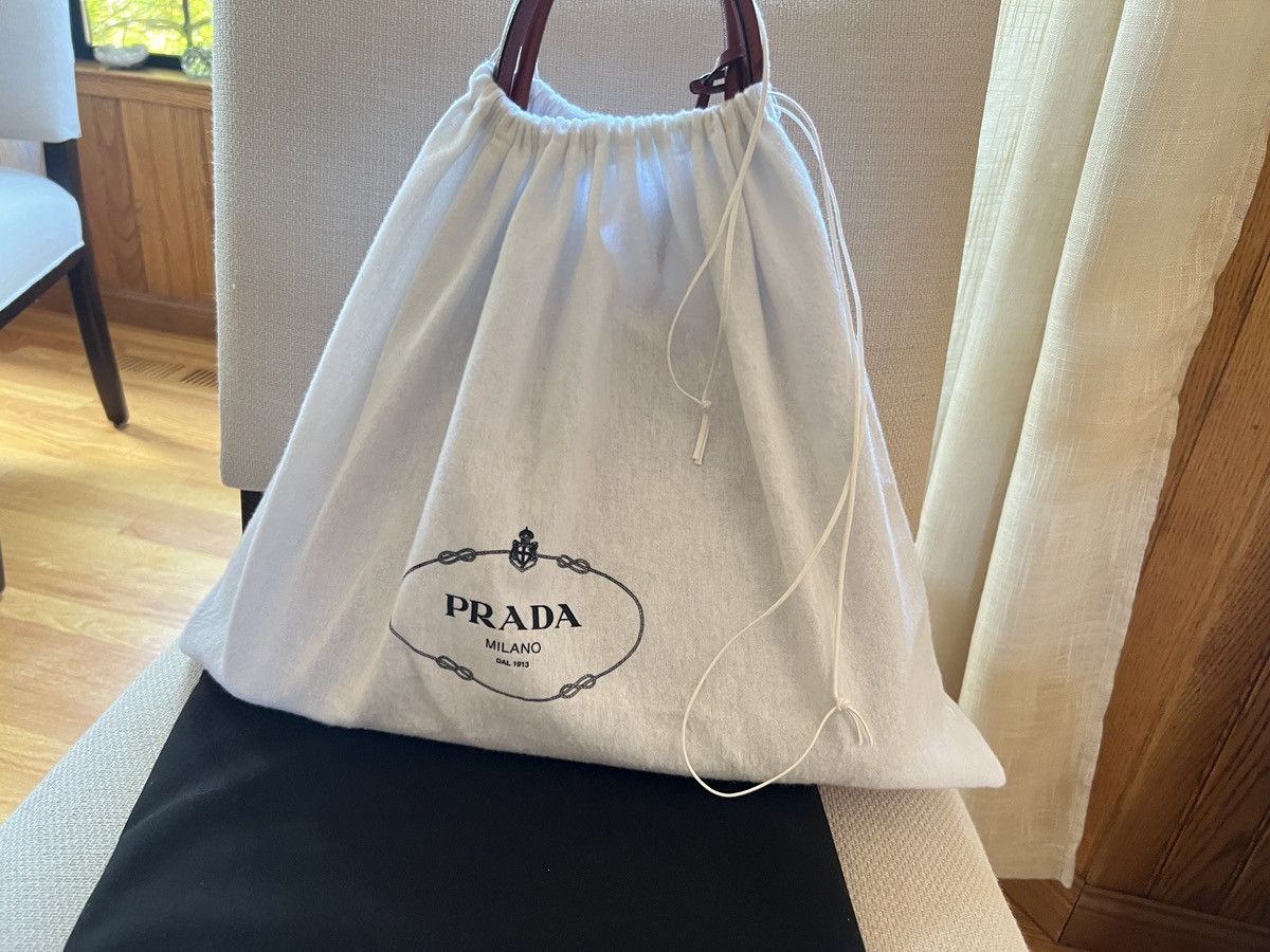 Prada Prada Burgundy Red Saffiano Handle Bag Size ONE SIZE - 12 Thumbnail